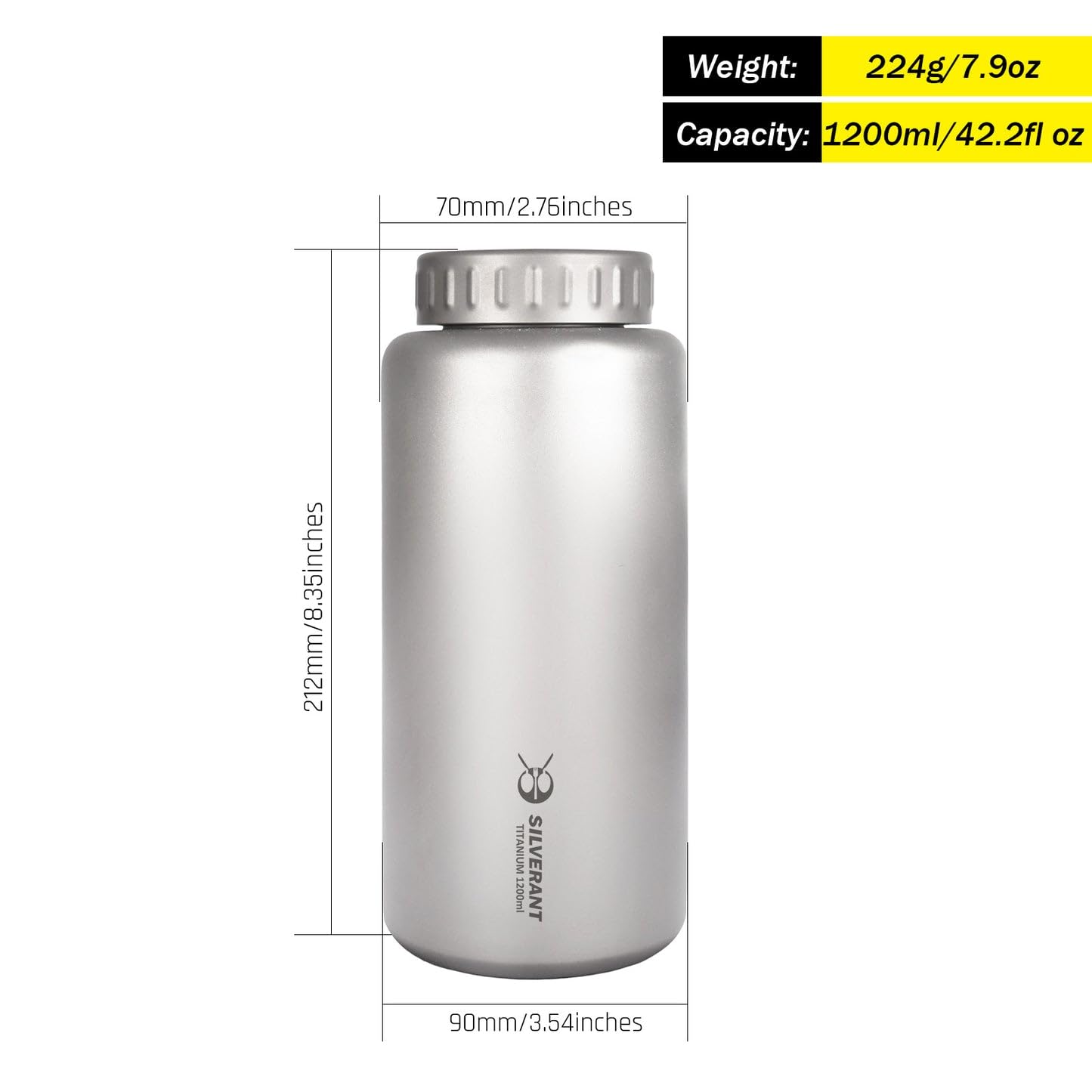 Ultralight Titanium Water Bottle 800ml (27 fl oz) - Leakproof, Insulated Thermal Sleeve, Clip Loop Cap - Perfect for Camping, Hiking & Outdoor Sports | Durable & Lightweight for Backpacking, Gym & Travel