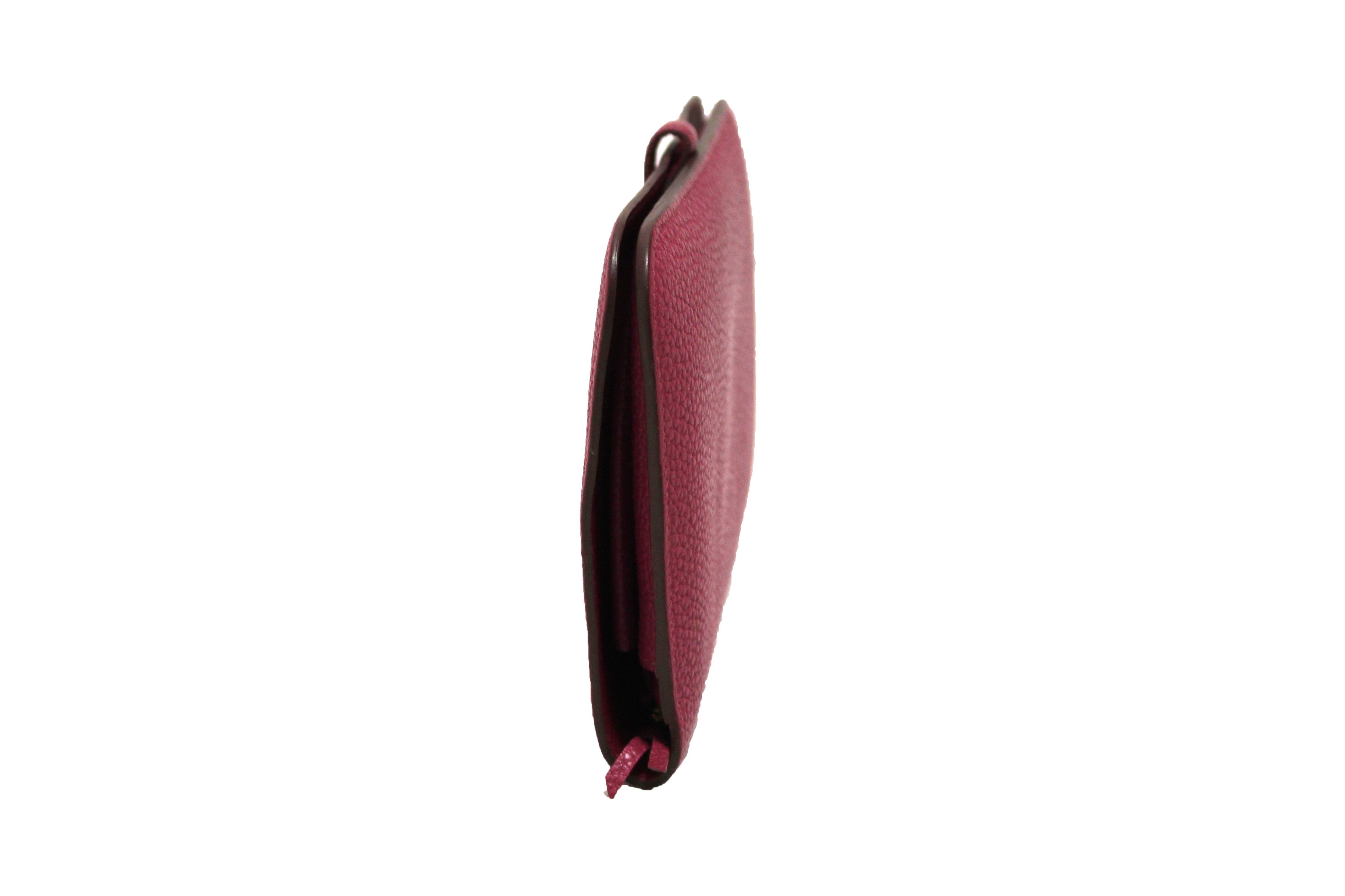 Authentic Hermes Pink Rose Pourpre Togo Leather Dogon Duo Wallet - Luxury Bifold Card Holder for Women - Perfect for Everyday Use & Gift Giving