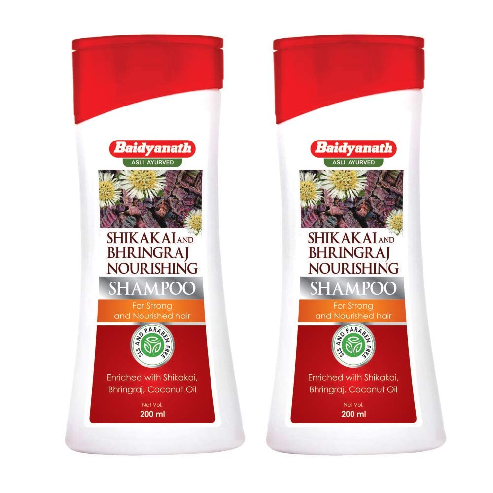 Baidyanath Asli Ayurvedic Shikakai & Bhringraj Hair Strengthening Shampoo with Coconut Oil - 200ml (Pack of 2) | Sulfate Free, Paraben Free | For Thicker, Healthier Hair & Scalp Care