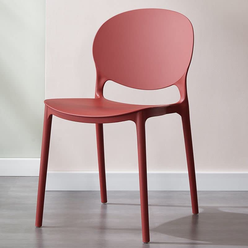 Mid Century Modern Dining Chairs - Stackable Plastic Armless Side Chairs for Kitchen, Dining Room & Living Room | Burgundy Open Back Design | Space-Saving Home Decor (Set of 1) | Perfect for Small Spaces, Apartments & Modern Interior Design