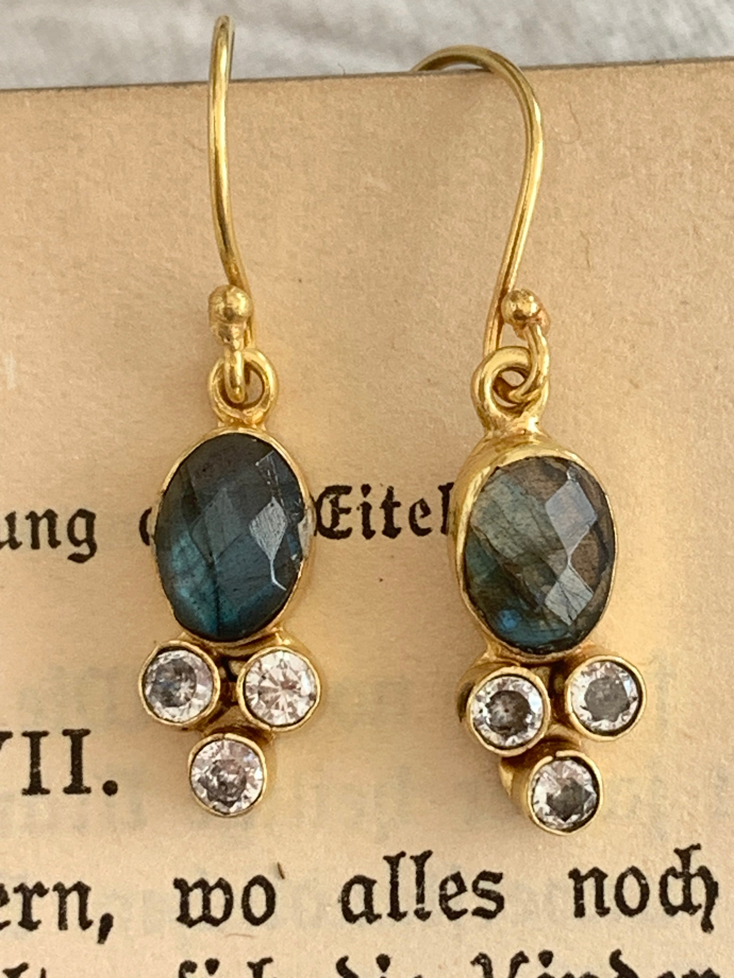 Labradorite Gemstone Designer Earrings | Eye of Truth | Handmade Boho Jewelry for Women | Perfect for Parties, Weddings & Everyday Wear