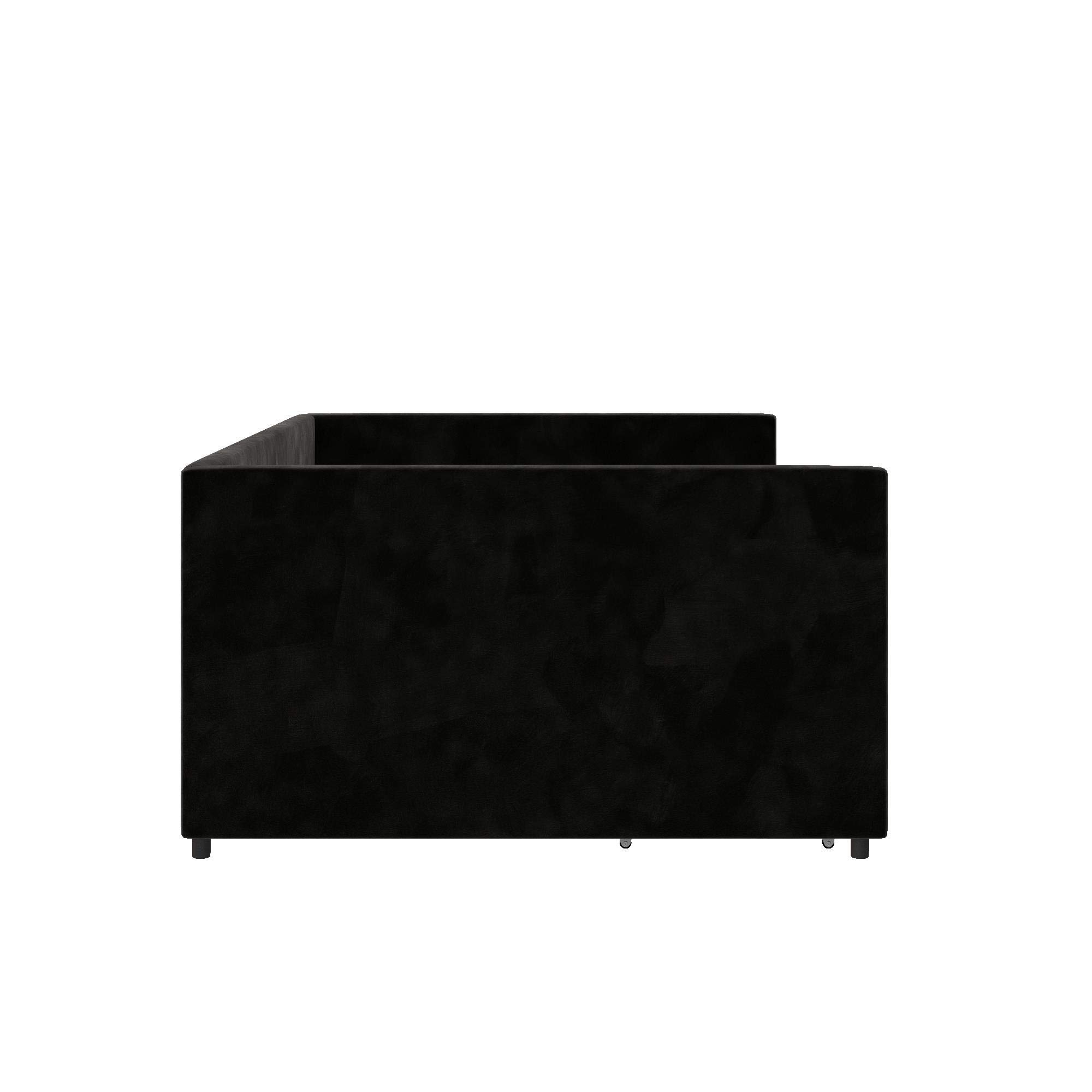 DHP Theo Full Size Daybed with Storage Drawers - Black Velvet Upholstered Sleeper Sofa for Guest Room, Dorm & Small Space Living
