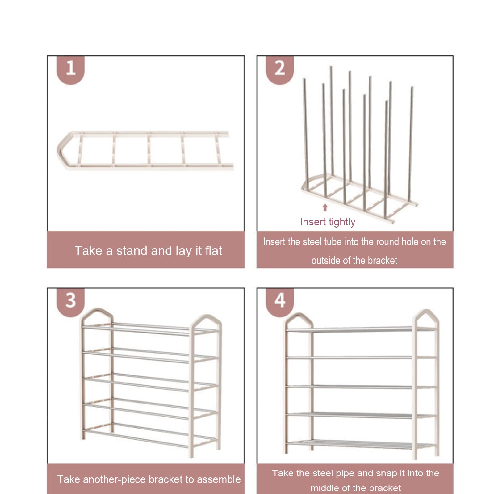 DSHOME 3-Tier Stackable Shoe Rack Organizer with Handles - Lightweight Space Saving Shoe Storage Shelf for Closet, Entryway, Hallway - White (25x18 Inches) - Perfect for Small Spaces & Apartment Living