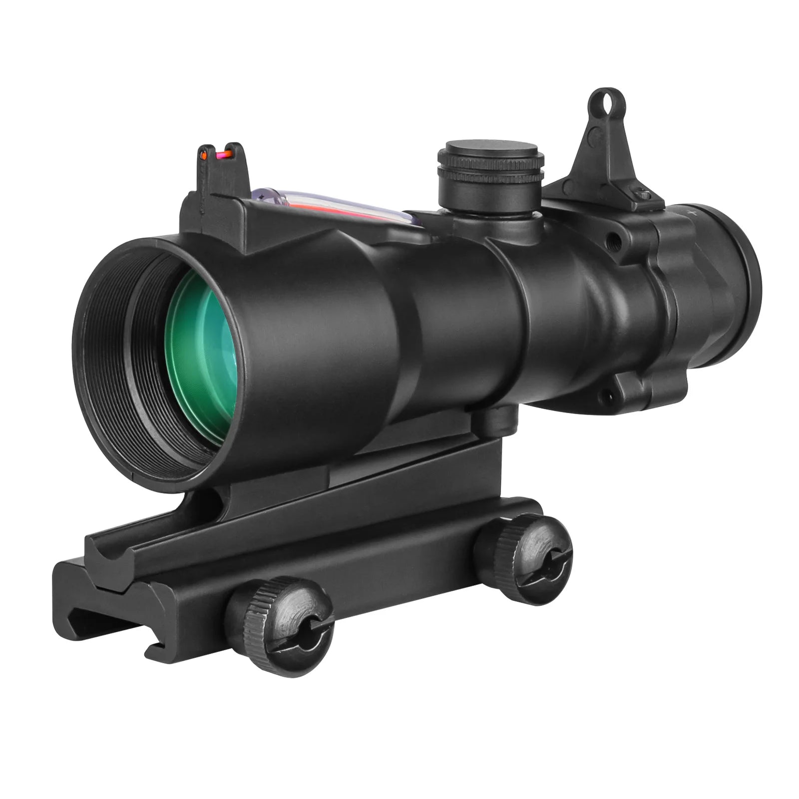 4x32 ACOG Tactical Rifle Scope with Real Red Fiber Optic & RMR Mount - Compatible with .223 & .308 Caliber Rifles - Perfect for Hunting, Tactical Shooting & Long-Range Precision