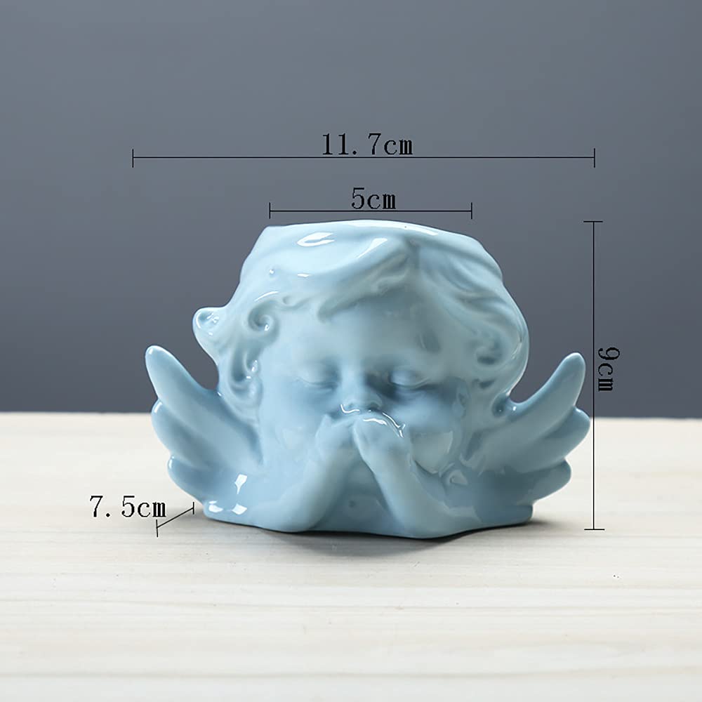 3 Pack Mini Ceramic Succulent Plant Pots - Cute Angel Design Decorative Flower Planters for Home, Office, Desk & Garden Decor | Perfect for Indoor Plants, Succulents & Small Flowers