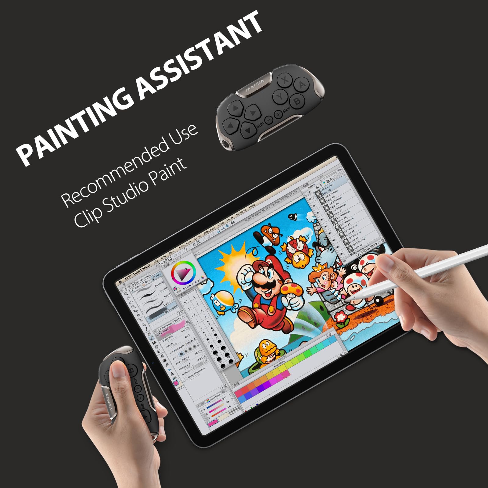 Manba Mini Wireless Controller for Switch/OLED, Windows, MacOS, Android - Compact Design with Cable & Strap, Perfect for Classic Gaming & On-the-Go Play