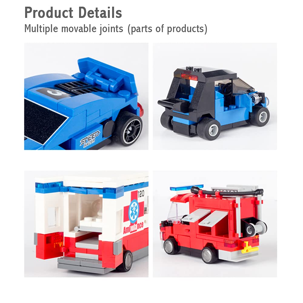 Pull Back Car Building Blocks Set - 419 Piece 3D Assembly Vehicle Toy for Boys Ages 6-10 | STEM Learning, Pull & Go Race Cars, Creative Construction Play for Kids Birthday Parties & Indoor Activities