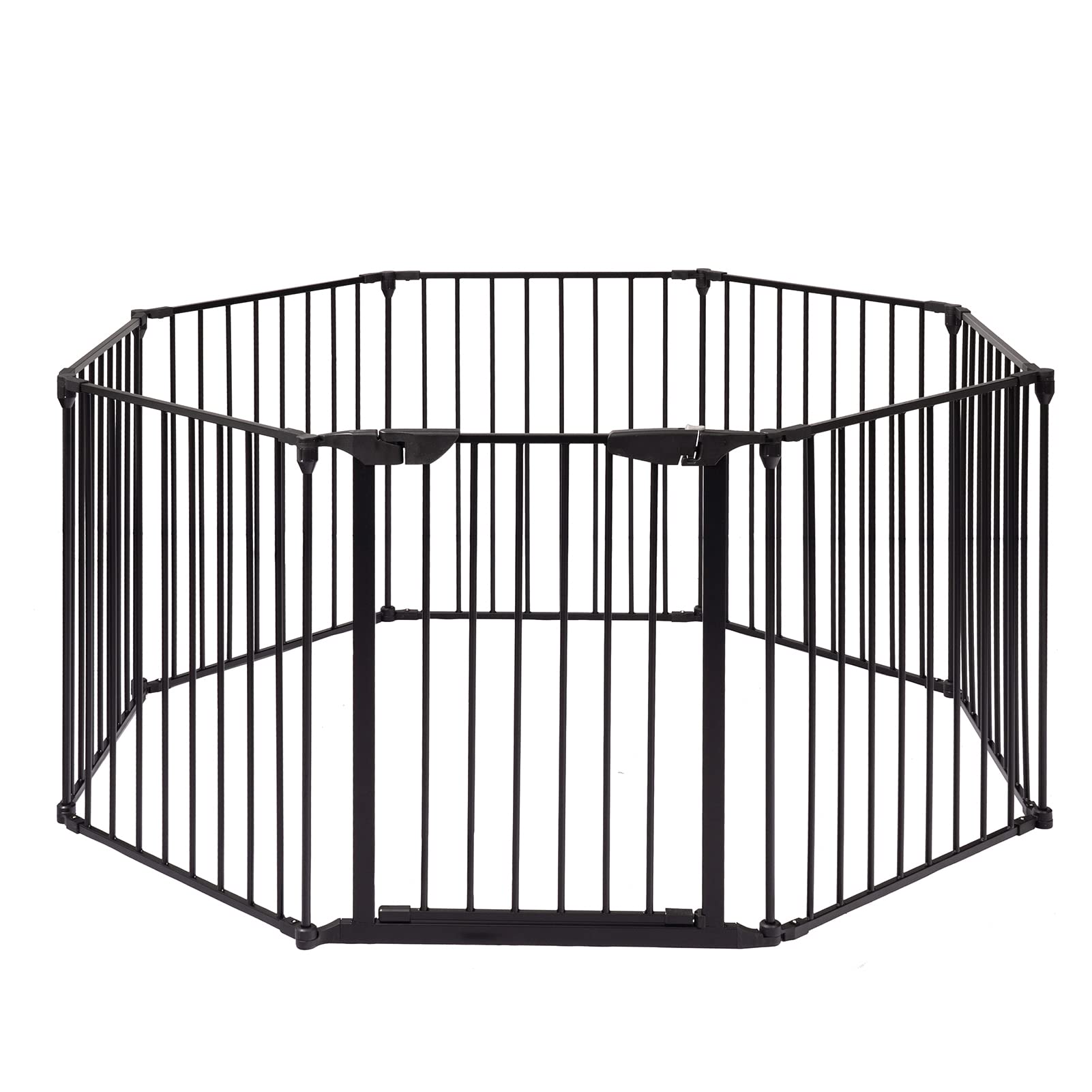 **Lovin&Hugin 197-Inch Extra Wide Adjustable Baby Gate – 8-Panel Foldable Safety Fence for Child & Pet Protection – Fireplace, Playpen & Christmas Tree Barrier – Black – Perfect for Home, Stairs & Indoor Use**