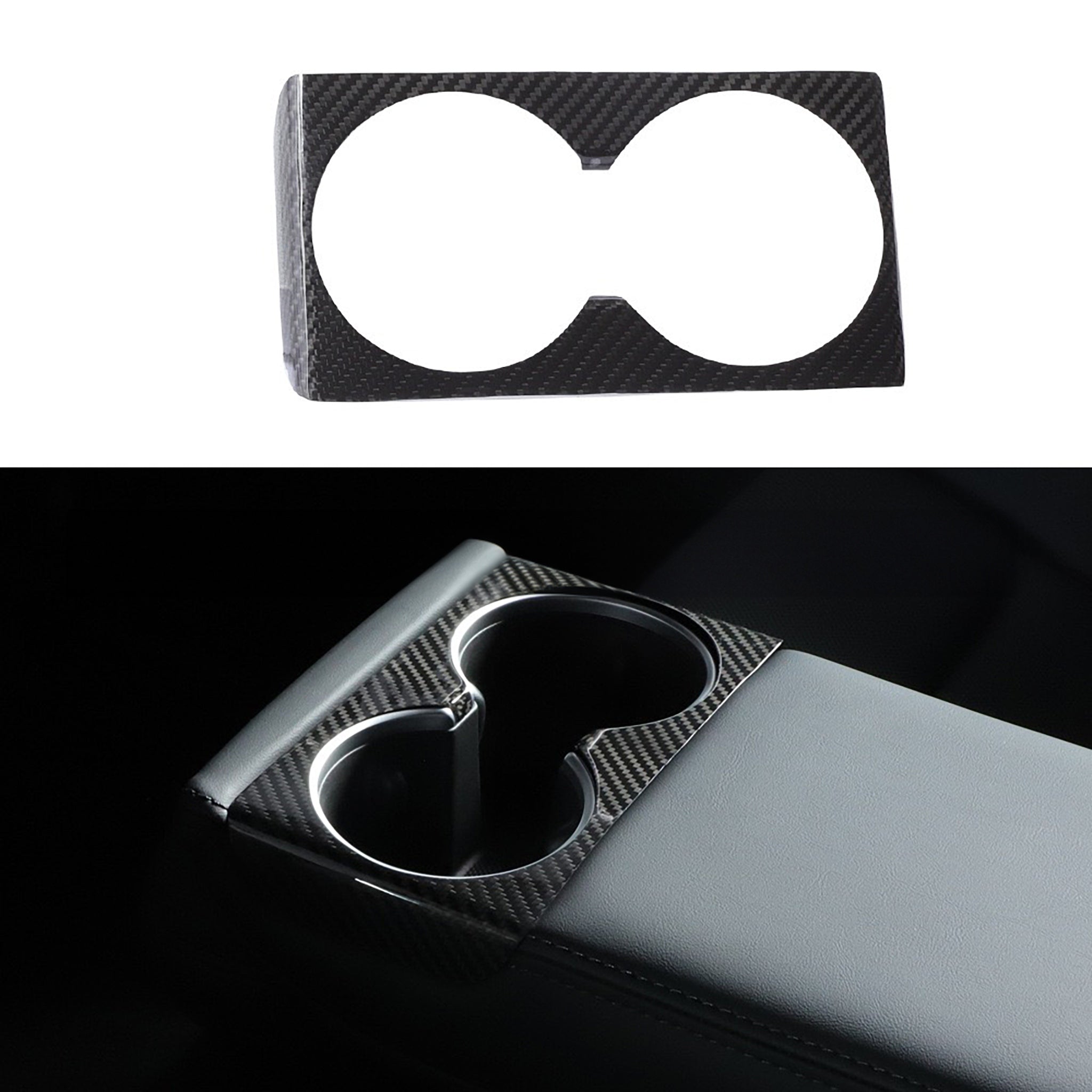 Premium Real Carbon Fiber Cup Holder Covers for Tesla Model 3 Highland (2024+) - Front & Rear Set - Luxury Interior Upgrade for Car Enthusiasts & Tesla Owners - Perfect for Daily Commute, Road Trips & Show Car Events