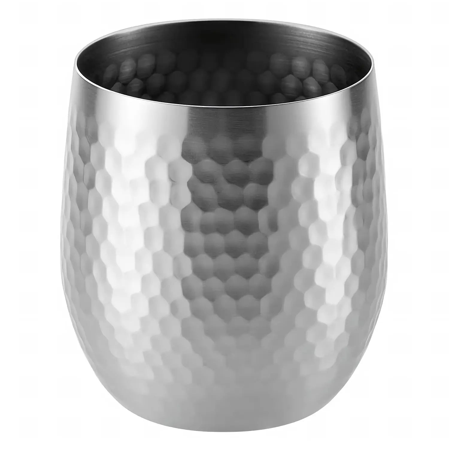 Asahi Stainless Steel Rocks Glass with Hammer Finish - 340ml Whiskey Glass for Bourbon, Scotch & Cocktails - Durable Barware for Home & Professional Use