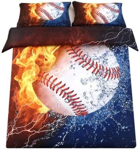 SDIII 3-Piece Baseball Comforter Set Full Size - Soft Microfiber Sports Bedding for Boys, Girls, Kids & Teens - Perfect for Bedrooms, Dorm Rooms & Baseball Fans