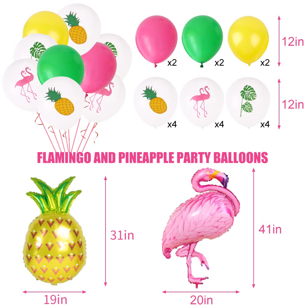 Flamingo Party Supplies & Decorations - Tropical Birthday Banners, Paper Lanterns & Balloons for Hawaiian Luau, Pool Party & Summer Themed Events