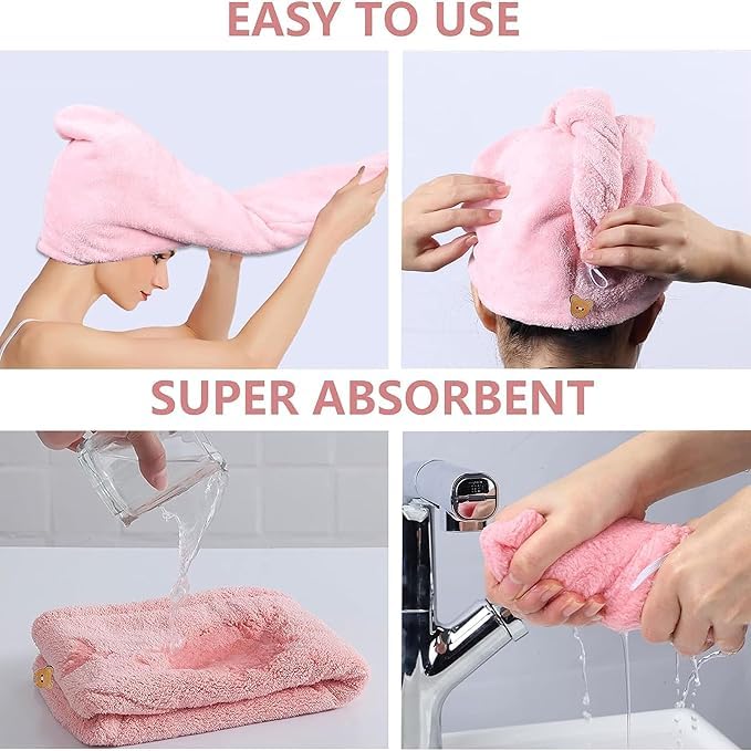 Super Absorbent Microfiber Hair Towel Wrap - 500 GSM Quick-Drying Bath Towel & Hair Dry Cap for Women & Men - Salon Quality Magic Hair Warp for Shower, Swimming, Spa & Home Use (Multicolor)