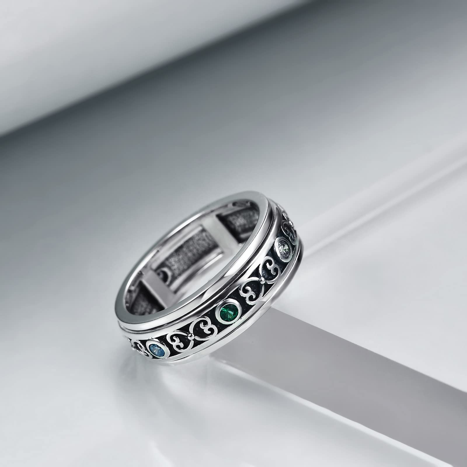 Anxiety Relief Fidget Rings for Women - Sterling Silver Chakra CZ Rings for Stress & Focus | Perfect for Meditation, Office Work & ADHD Therapy