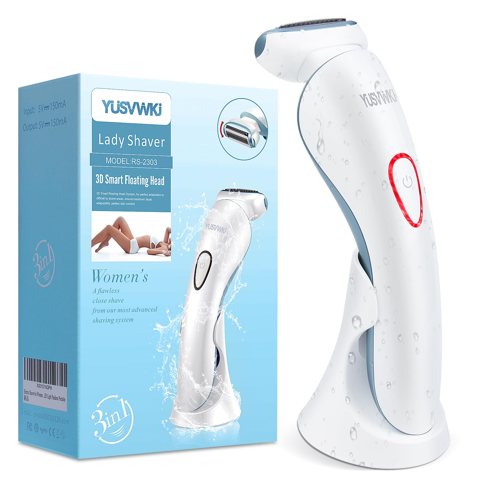 Best Electric Shaver for Women - Rechargeable Cordless Wet/Dry Bikini Trimmer & Underarm Razor for Legs & Pubic Hair - Painless Hair Removal with Detachable Head - Perfect for Travel, Gym & Sensitive Skin Care