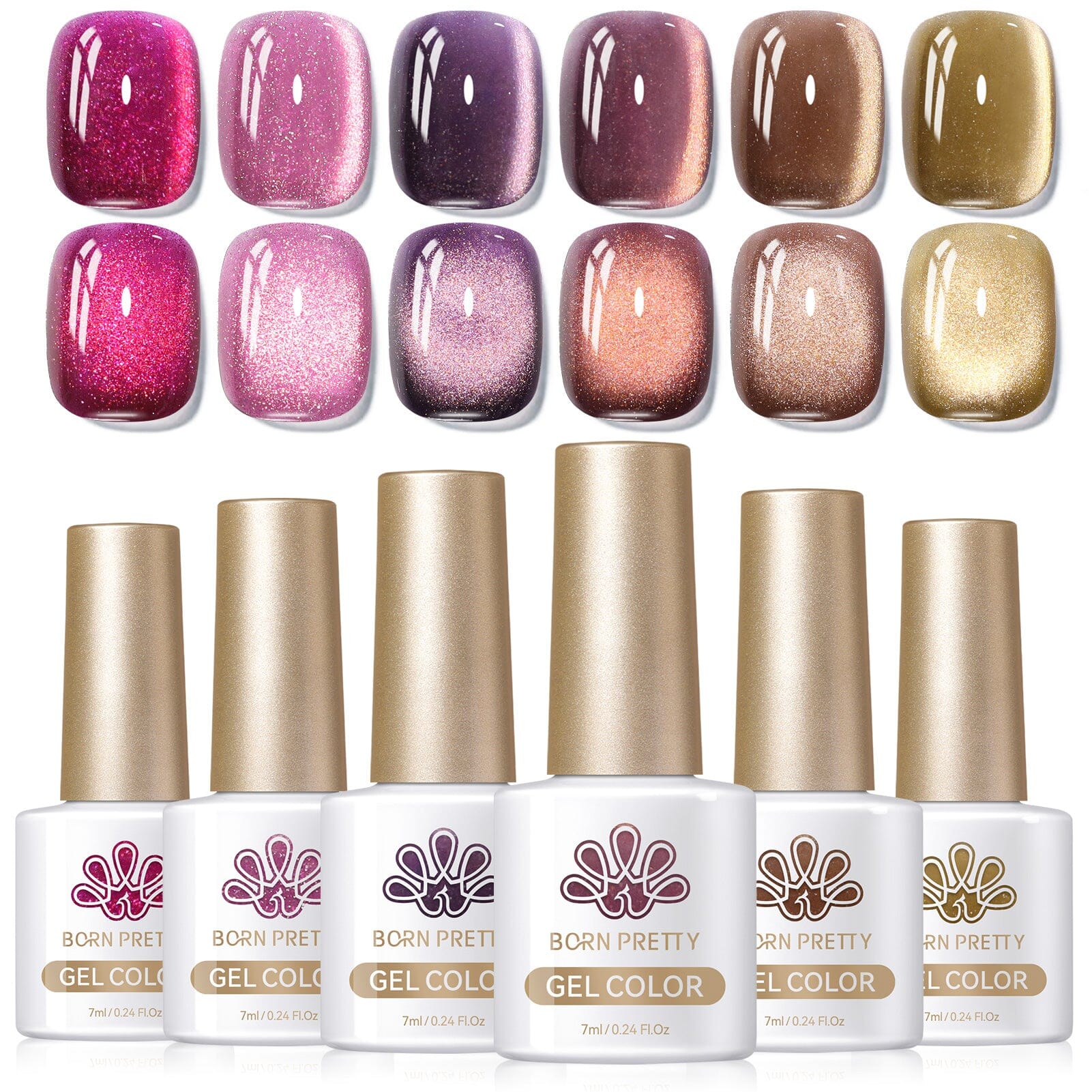 6 Colors Cat Magnetic Gel Polish Set - Mystic Twilight 7ml Nail Art Kit for Home & Salon Use | Long-Lasting UV/LED Cured Nail Polish with Magnetic Effect - Perfect for Manicures, Pedicures & Nail Art Designs