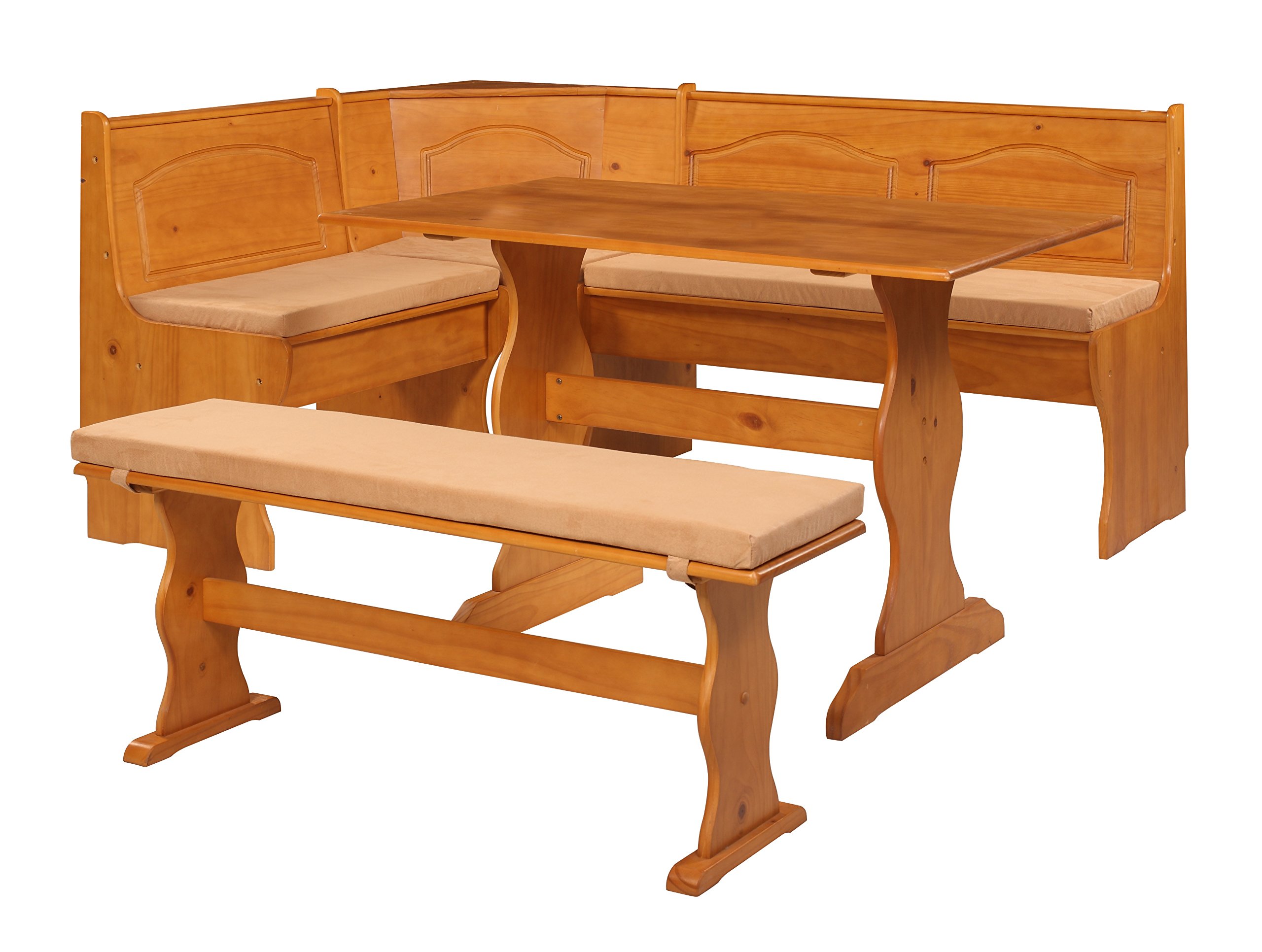 Linon Chelsea Kitchen Corner Unit with Cushion Set - Space-Saving Kitchen Island Seating for Small Homes & Apartments