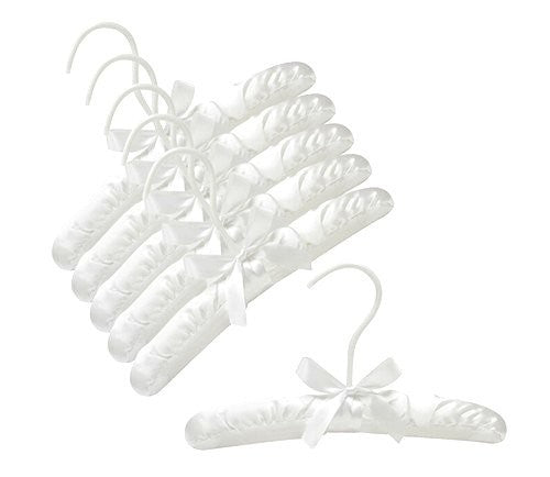 10 Baby Satin Padded Hangers (White) - Soft Clothes Hangers for Infant Wardrobe Organization - Perfect for Nursery, Baby Closet & Gift Sets