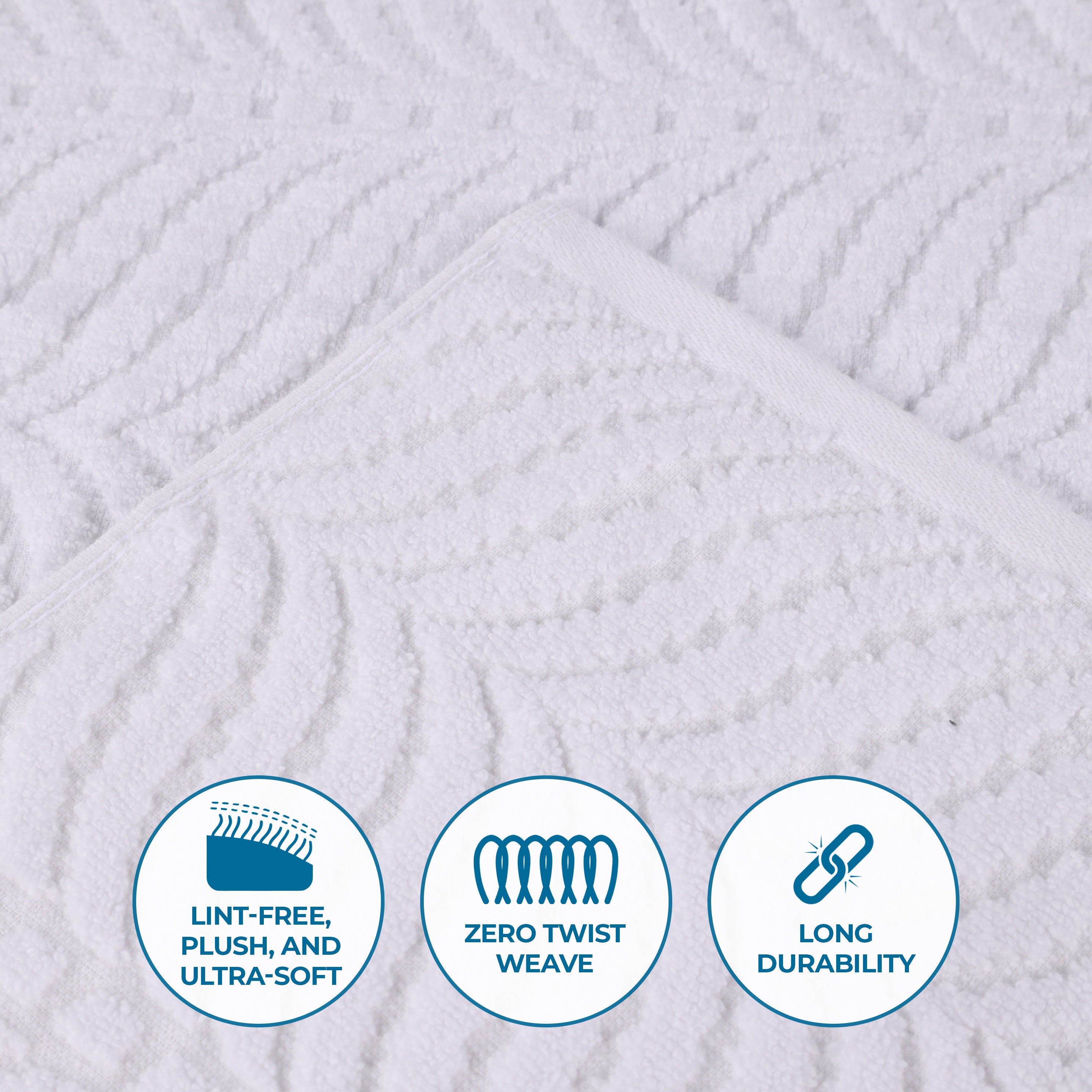Premium 100% Zero Twist Cotton Hand Towels - Set of 6 | Soft & Absorbent Solid & Jacquard Chevron Design | Perfect for Bathroom, Kitchen & Guest Use