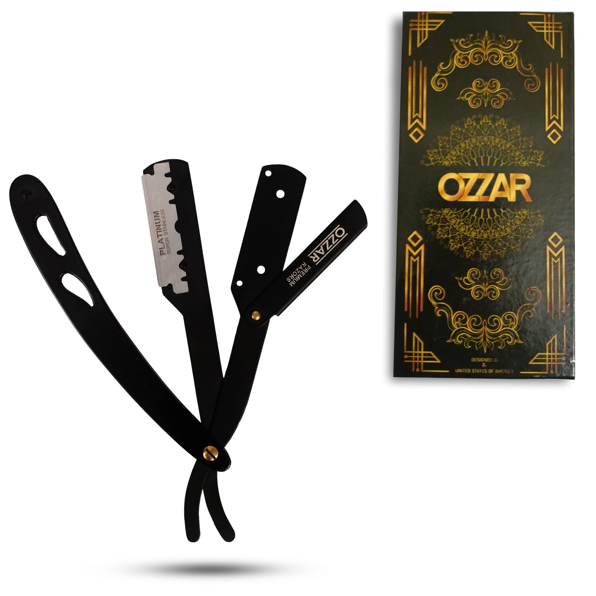 Professional Barber Straight Edge Razor - 100% Stainless Steel Shaving Razor with 10 Derby Premium Blades - Barber Approved Men's Straight Razor for Precision Shaving & Grooming - Perfect for Home Use, Barbershops & Gift Giving (Manhattan)