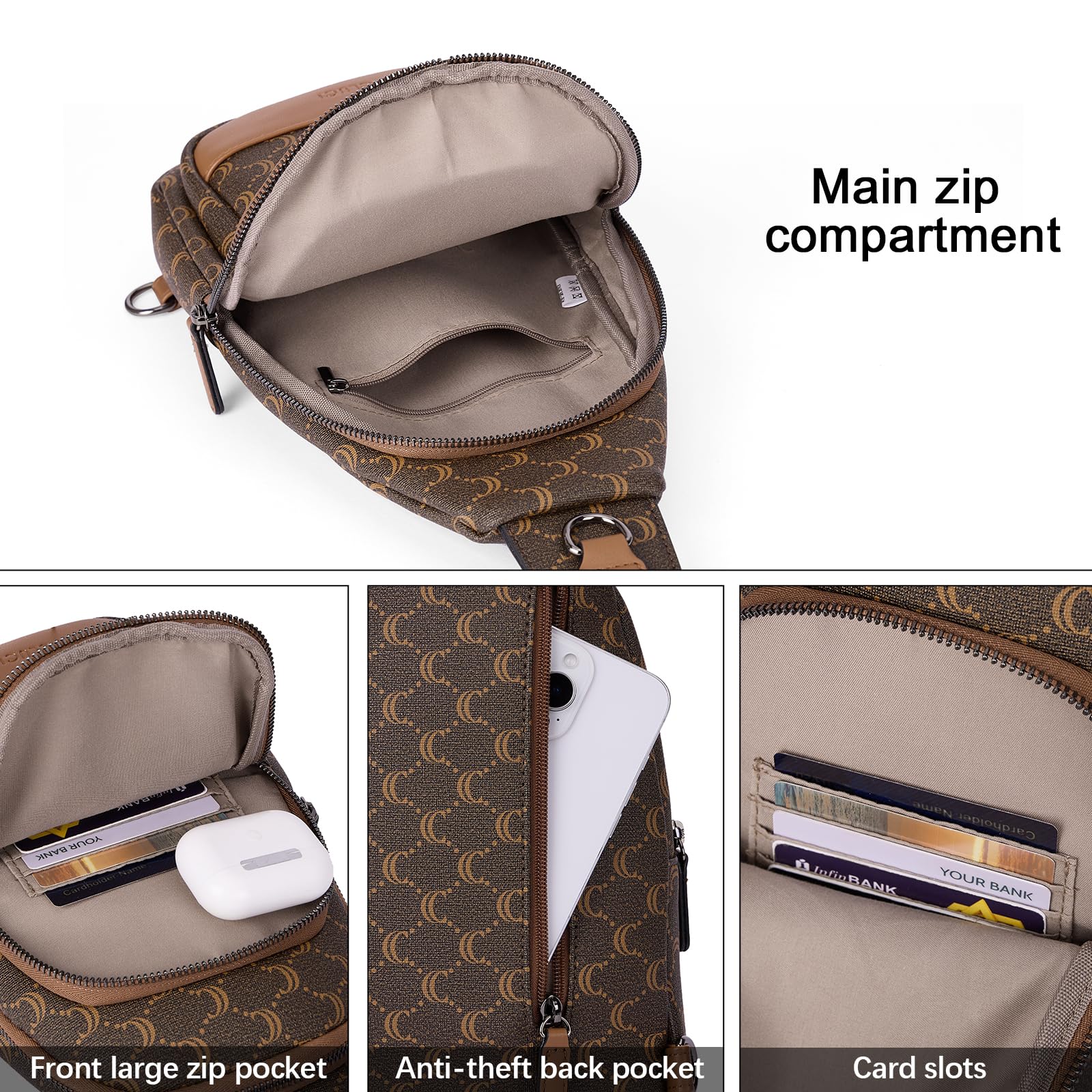 CLUCI Women's Leather Crossbody Bag - Stylish Sling Backpack for Travel, Work & Everyday Use | Durable & Fashionable Shoulder Purse