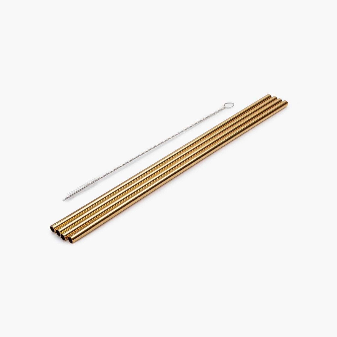 Eco-Friendly Stainless Steel Reusable Metal Straw Set - 4 Pack with Cleaning Brush & Case - Perfect for Smoothies, Iced Coffee & Travel - BPA Free & Dishwasher Safe