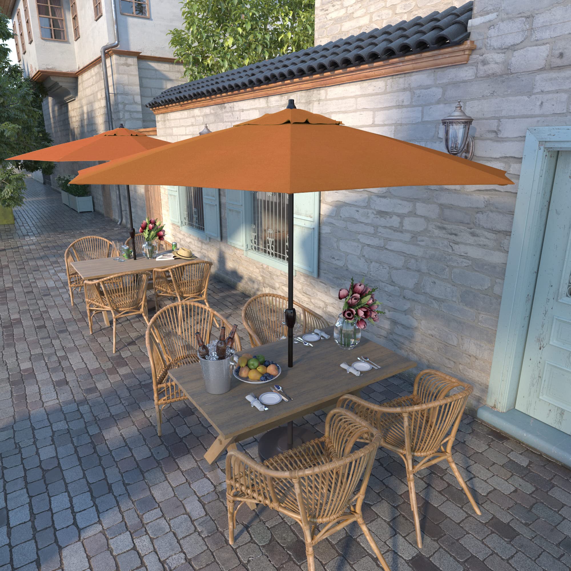 California Umbrella ATA908117-5417 9-Foot Round Patio Umbrella in Tuscan Brown - Perfect for Outdoor Dining, Poolside Lounging, and Backyard Relaxation