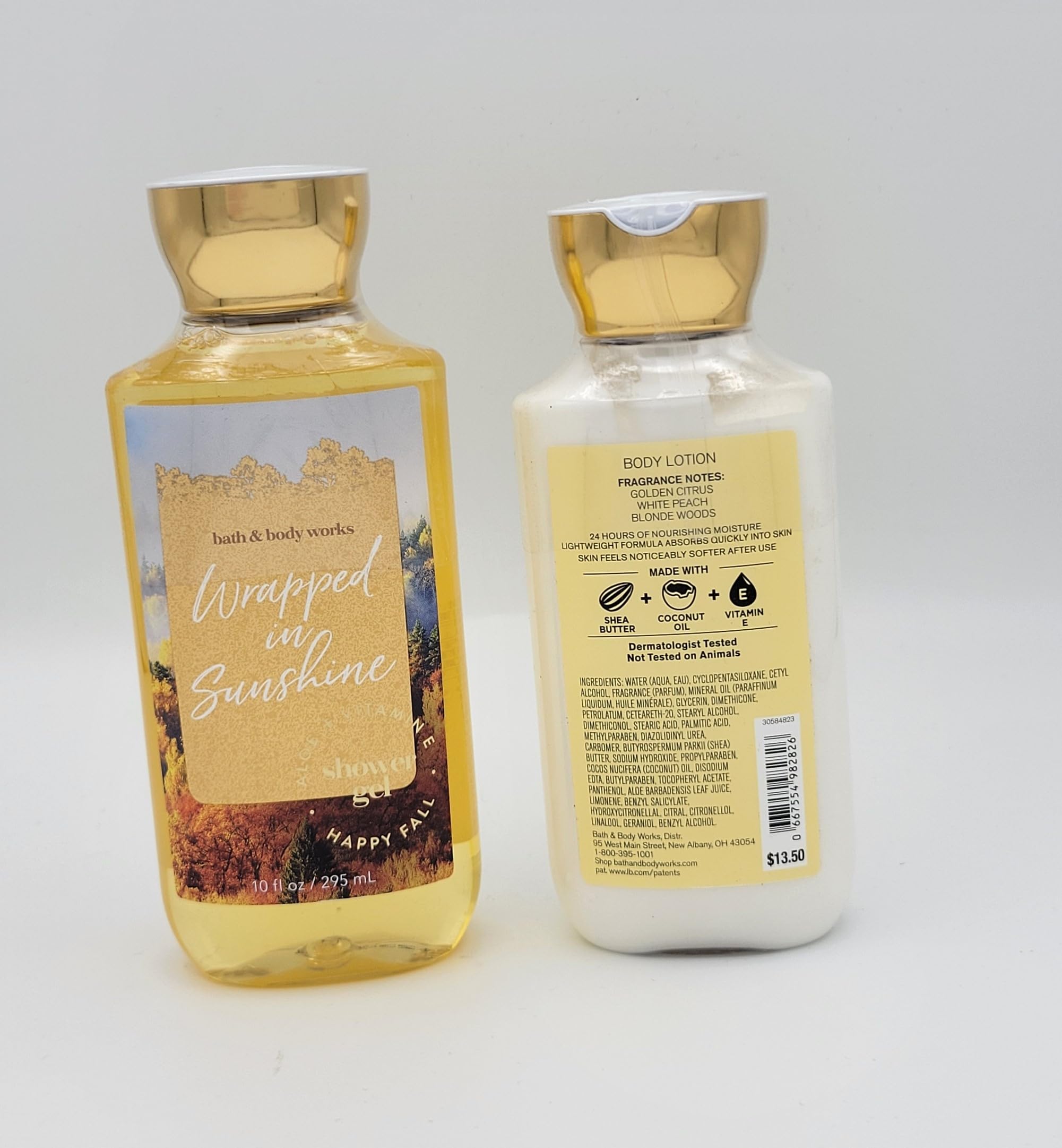 Wrapped in Sunshine Bath & Body Gift Set - 10oz Shower Gel & 8oz Shea Butter Vitamin E Body Lotion | Hydrating Skincare Duo for Dry Skin | Perfect for Spa Day, Self Care & Gifts