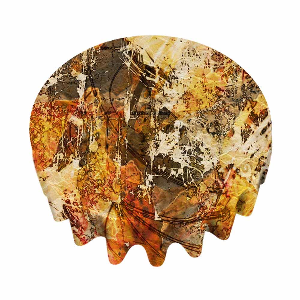 60 Inch Round Autumn Tablecloth - Abstract Orange, Red, Old Gold, Beige & Brown Grunge Monochrome Design for Dining Room, Party, Picnic, Patio Decor | Waterproof & Wrinkle-Resistant Fabric for Holiday Gatherings & Outdoor Events