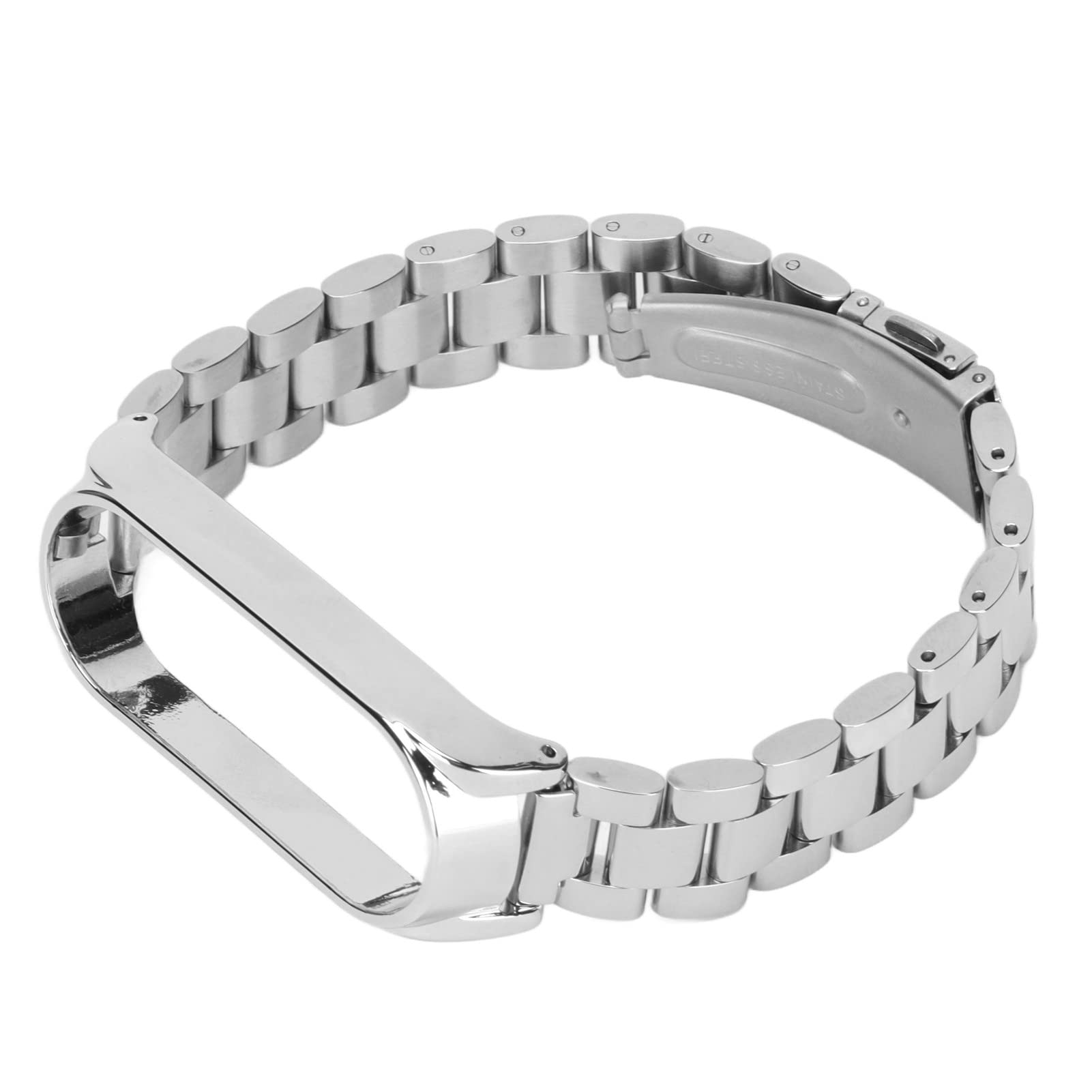 Premium Stainless Steel Smart Watch Bands with Double Folding Buckle - Compatible with Mi Band 6 & Mi Band 5 NFC - Durable Replacement Watch Strap for Fitness Tracking & Everyday Wear