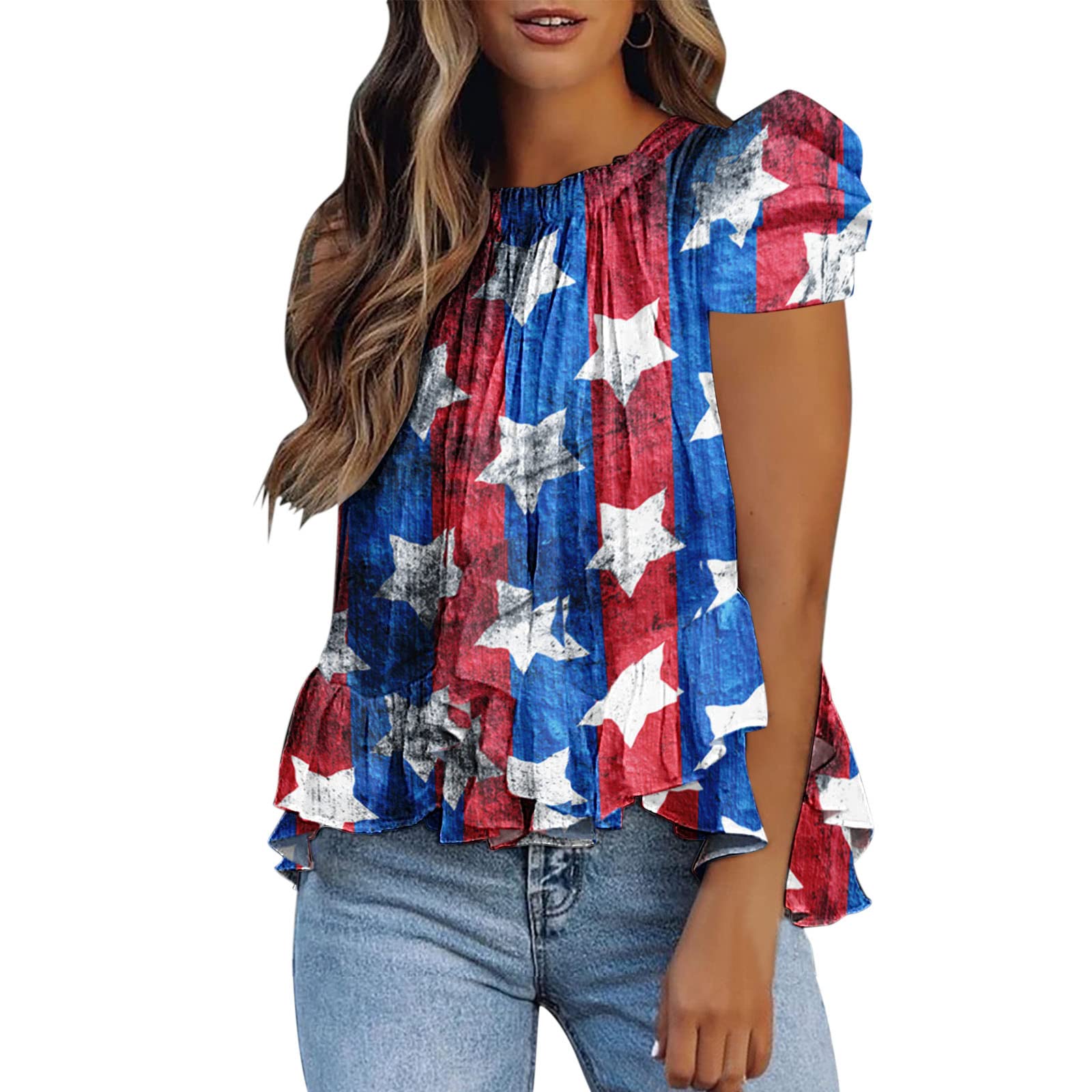 Women's Floral Print Summer Tops - Elegant Graphic T-Shirts with Long Sleeves - White Casual Blouse for Outdoor, Office & Date Night Wear