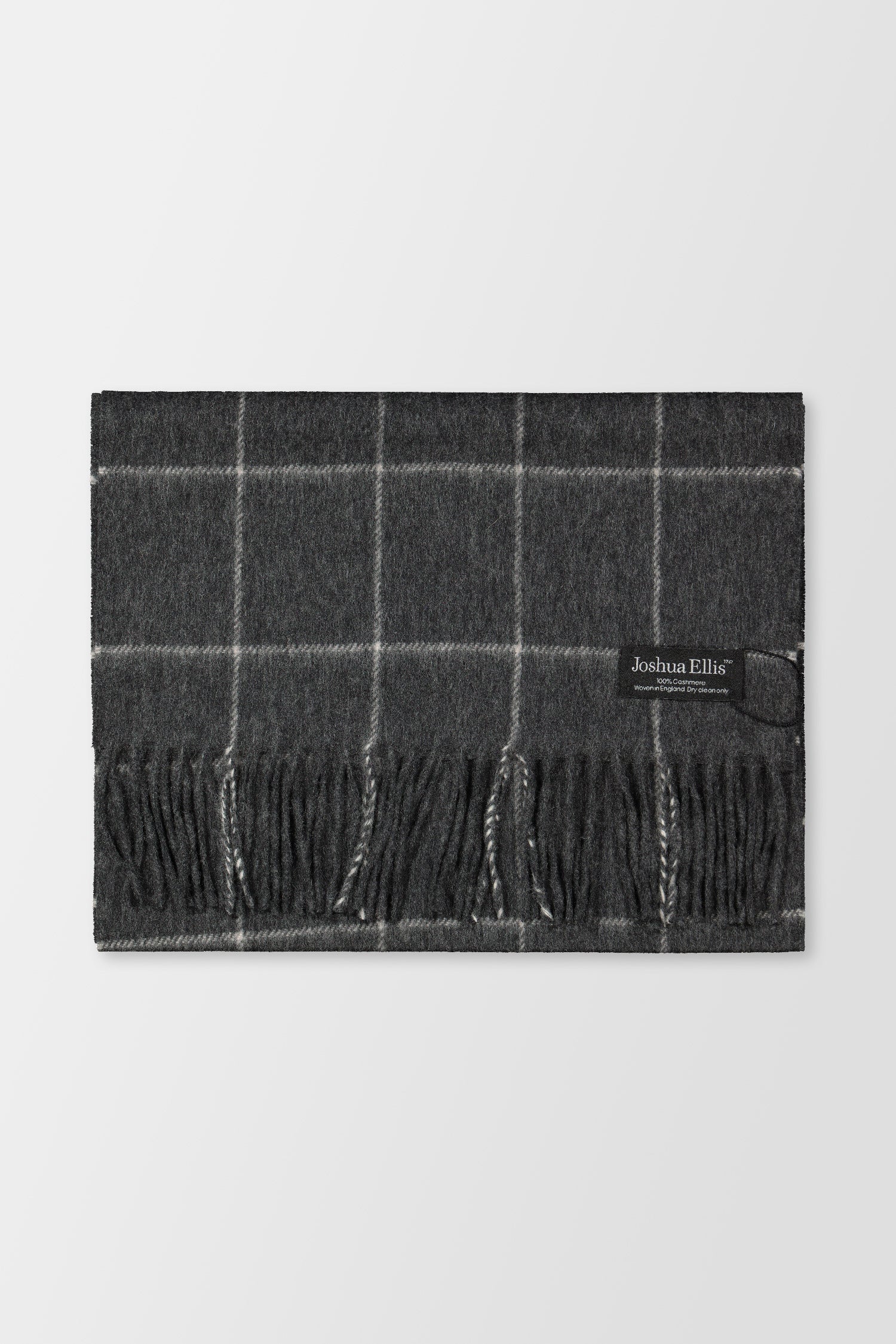 Joshua Ellis Premium Mid Steel/White Grey Windowpane Cashmere Scarf - Warm & Stylish Winter Accessory for Men & Women | Perfect for Cold Weather, Office, and Formal Occasions