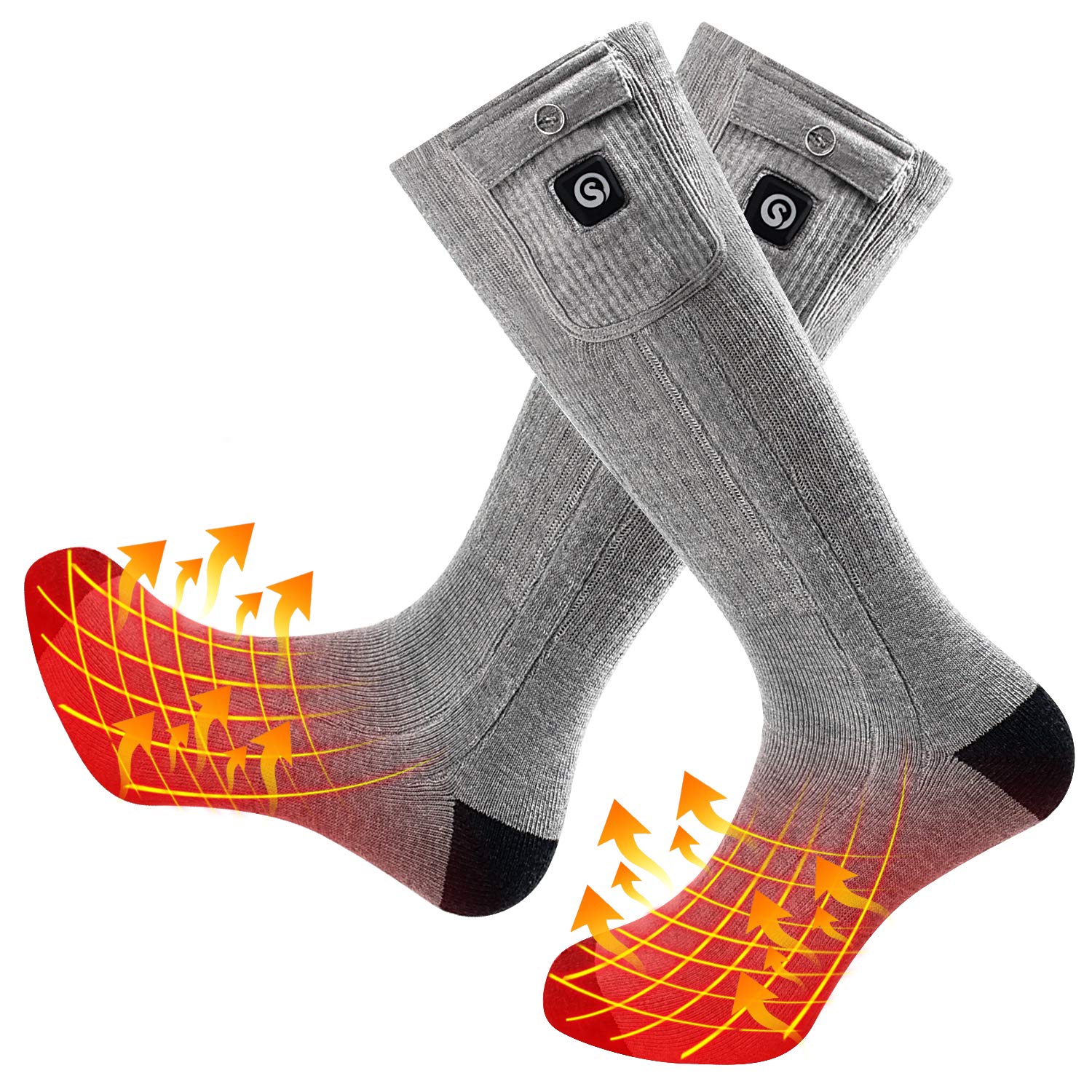 SNOW DEER 7.4V Rechargeable Battery Heated Socks for Men & Women - Electric Warming Socks for Hunting, Fishing, Camping, Hiking, Motorcycle & Ski - Winter Foot Warmer for Cold Weather Outdoor Activities