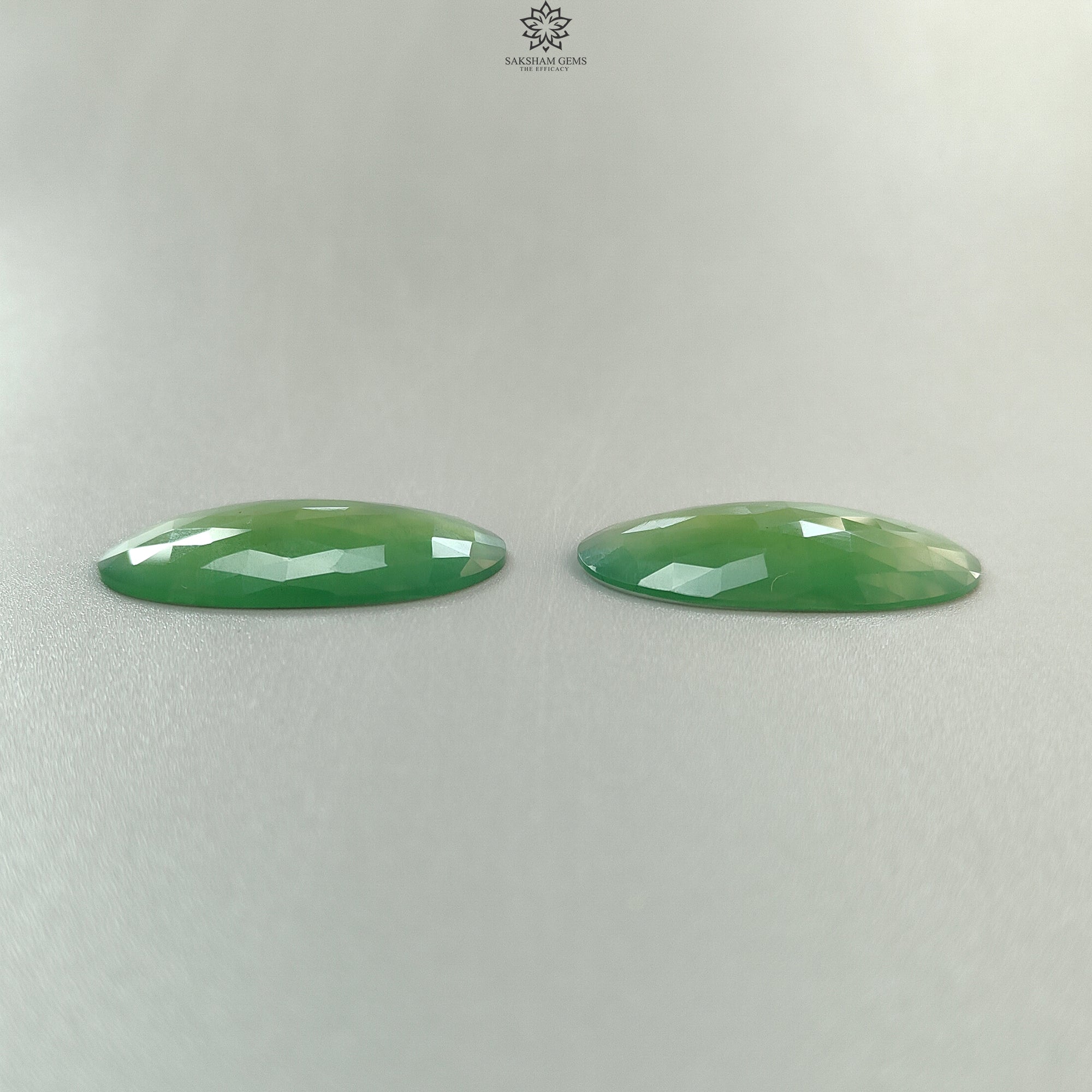Natural Antigorite Serpentine Gemstone Rose Cut Slices - Untreated Pear Shaped Faceted Pair for Jewelry Making, Earrings & Necklace Designs