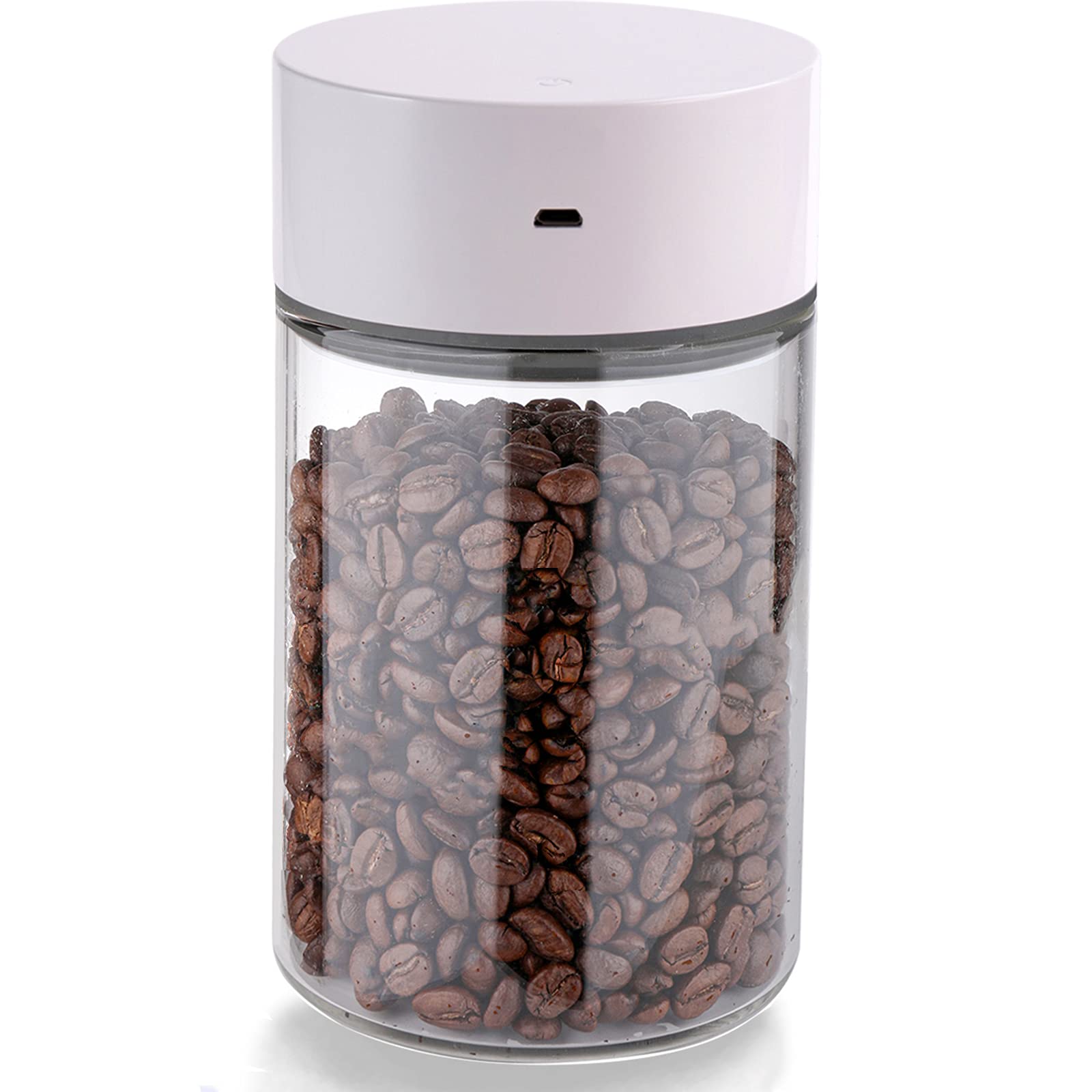 27 oz Automatic Vacuum Coffee Canister - Airtight Food Storage Container with Thickened Glass Jar for Coffee, Tea & Dry Goods - Perfect for Kitchen Countertop & Pantry Organization