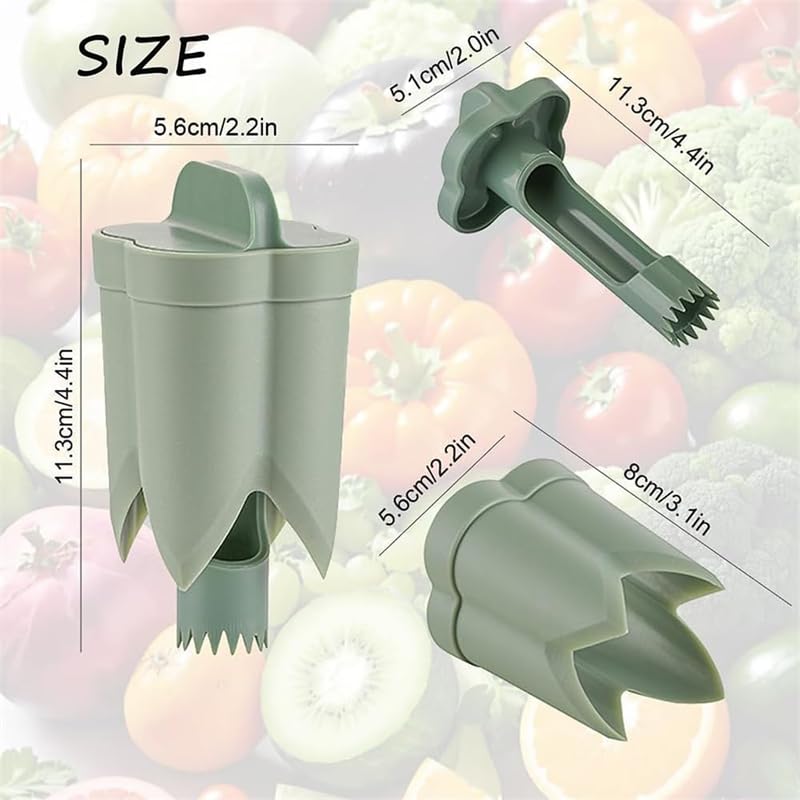 2 in 1 Bell Peppers Seed Core Remover & Jalapeno Corer - Stainless Steel Vegetable & Fruit Coring Tool for BBQ, Cooking, Meal Prep - Quick Core Remover for Green Peppers, Jalapenos, Tomatoes (1x Green)