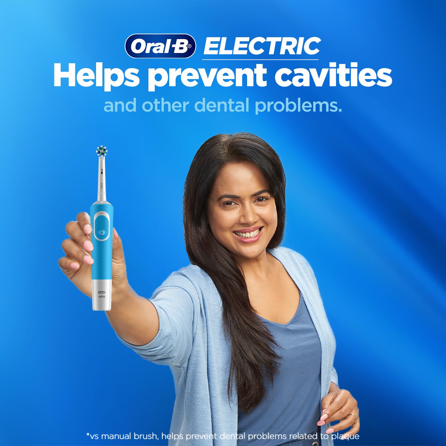 Oral-B Vitality 100 Blue Criss Cross Electric Rechargeable Toothbrush for Adults - Braun Technology - Deep Cleaning & Whitening - Perfect for Home & Travel Use