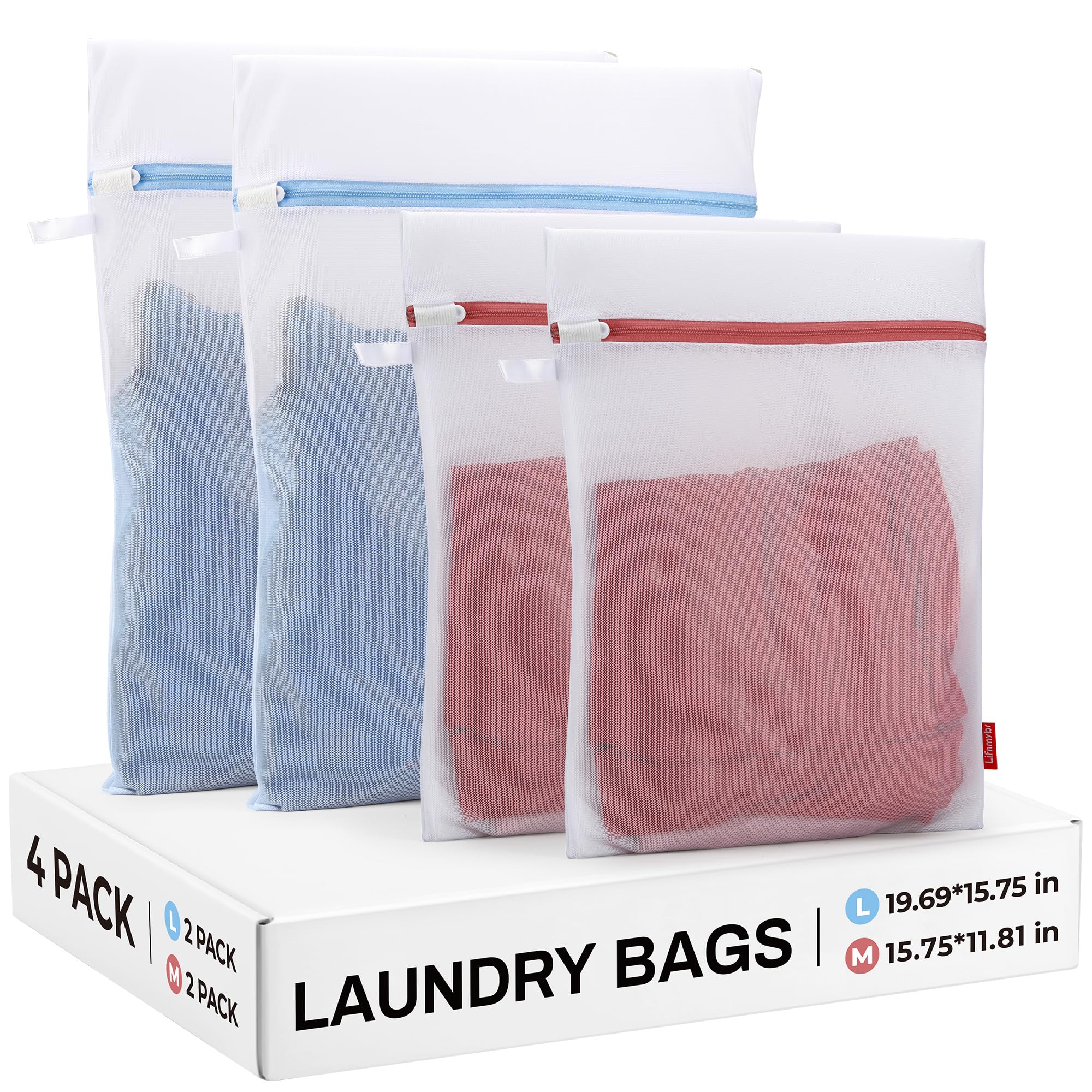 4 Pack Mesh Laundry Bags for Delicates - Heavy Duty Zippered Wash Bags for Bras, Lingerie & Delicate Clothing - Machine Washable Garment Protector for Travel, Gym & Home Use