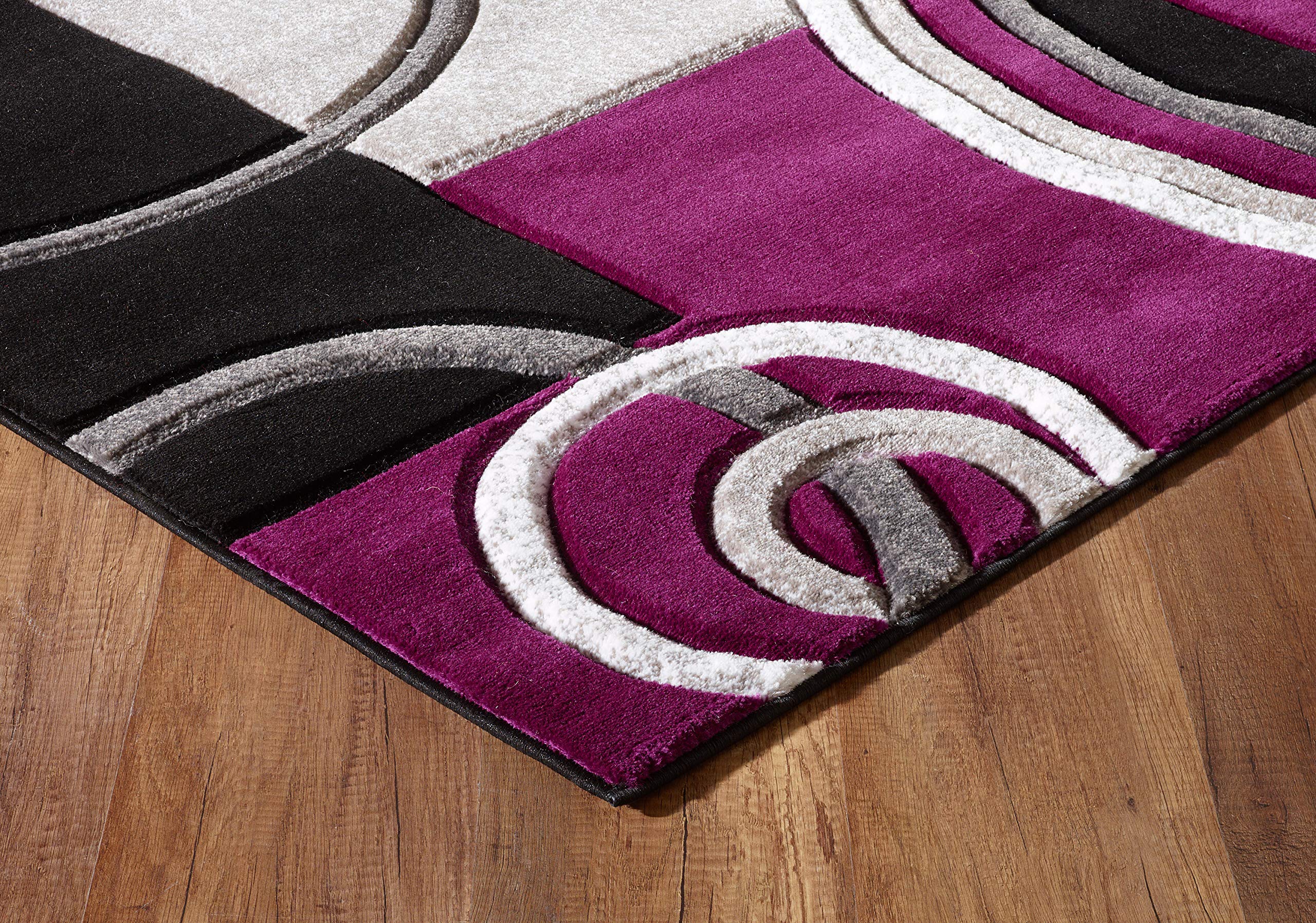 Premium Soft Hand Carved Modern Area Rug - 4x6 Fluffy Plush Carpet for Living Room, Dining Room & Bedroom - Contemporary Home Decor with Luxurious Texture (Purple) | Cozy Floor Covering for Family Gatherings & Relaxation