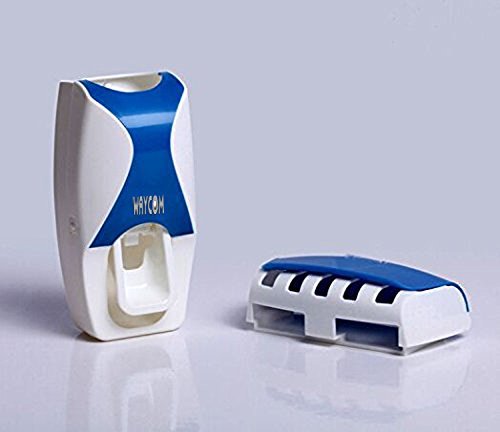 WAYCOM Dust-Proof Toothpaste Dispenser & Squeezer Kit - Blue | Travel & Bathroom Essential for Organized Oral Care Routine