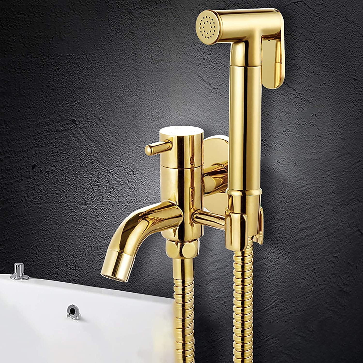 Premium Brass Handheld Toilet Sprayer Kit - Cold Water Wall Mounted Diaper Sprayer for Bathroom & Washroom (Gold Finish) - Perfect for Cloth Diaper Cleaning, Pet Washing, and Bathroom Hygiene