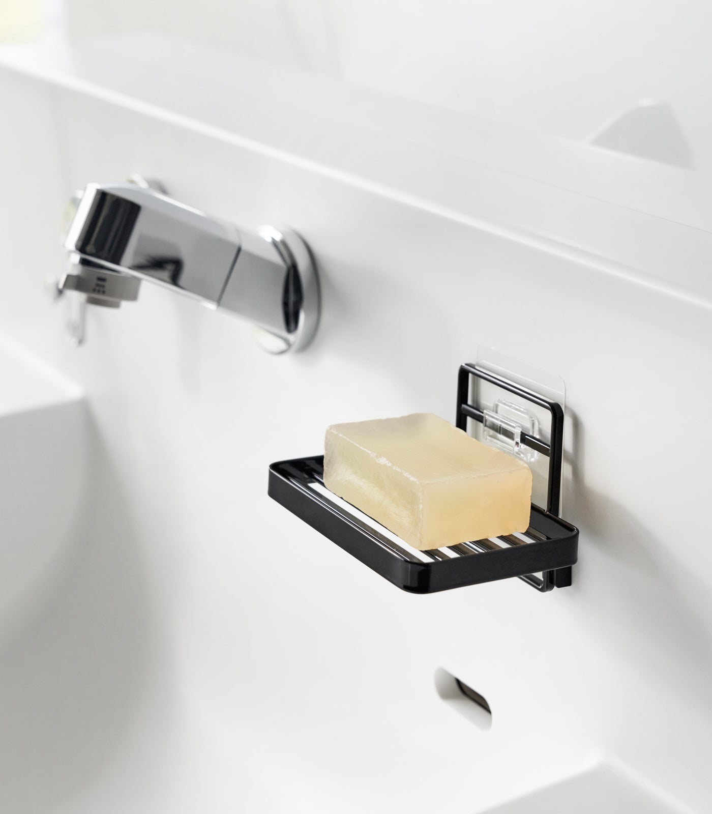 Stainless Steel Soap Holder with Strong Adhesive - Wall Mount Bathroom Organizer for Shower, Kitchen Sink & Travel
