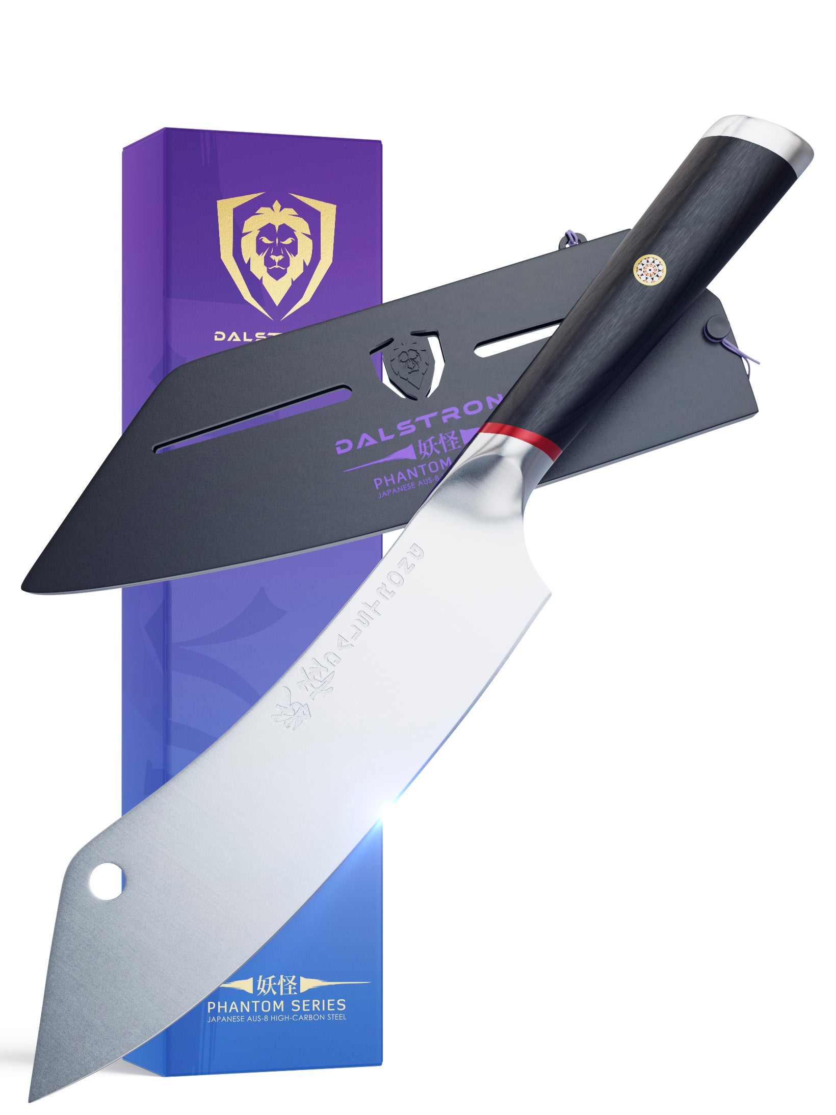 Dalstrong Phantom Series Crixus 8-Inch Cleaver Hybrid Chef's Knife - Professional Kitchen Knife for Meat, Vegetables & Herbs - Perfect for Home Cooks & Professional Chefs