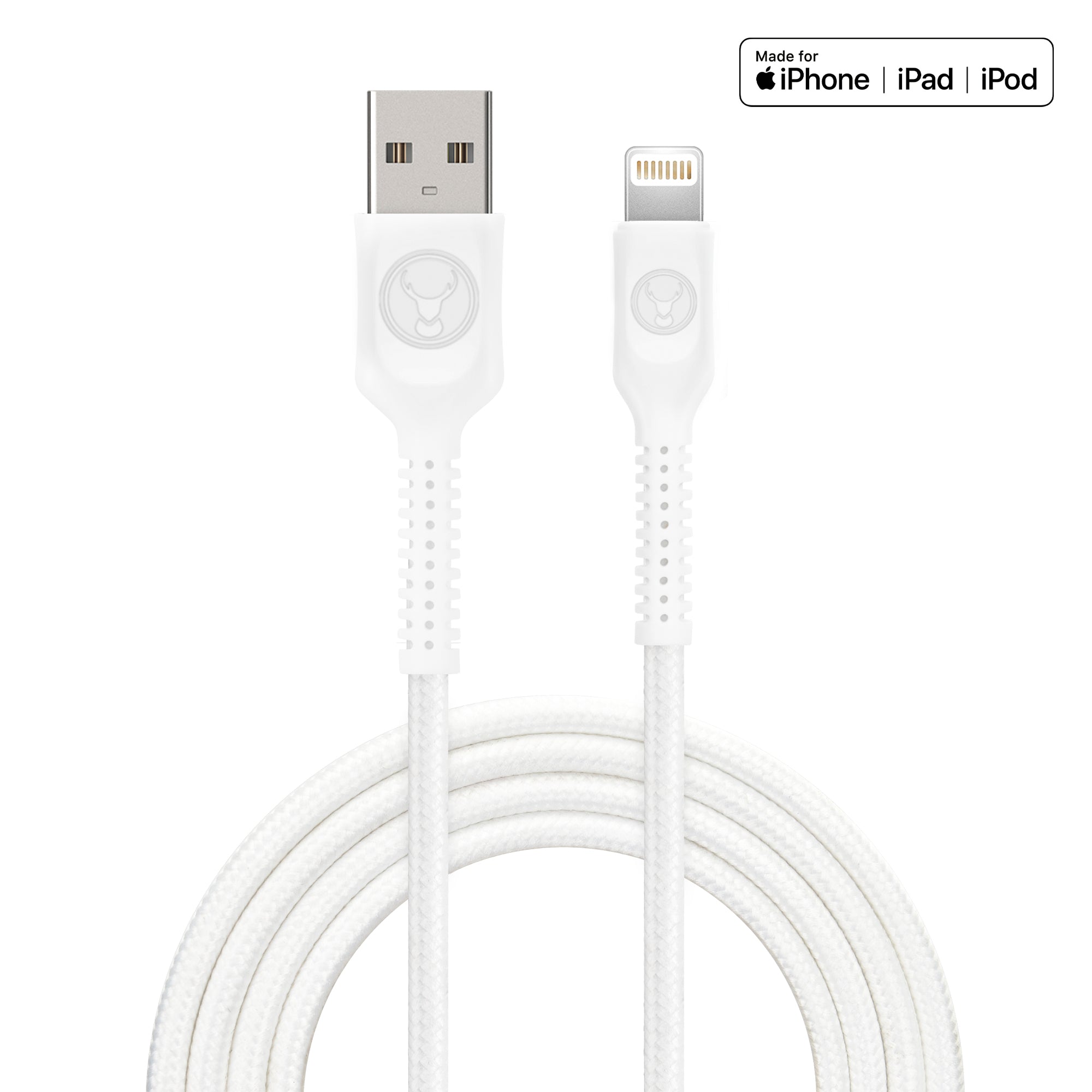 Bonelk Durable 1.2m USB to Lightning Cable with Easy-Grip Design - Fast Charging & Data Sync for iPhone/iPad - Perfect for Home, Office & Travel (White)
