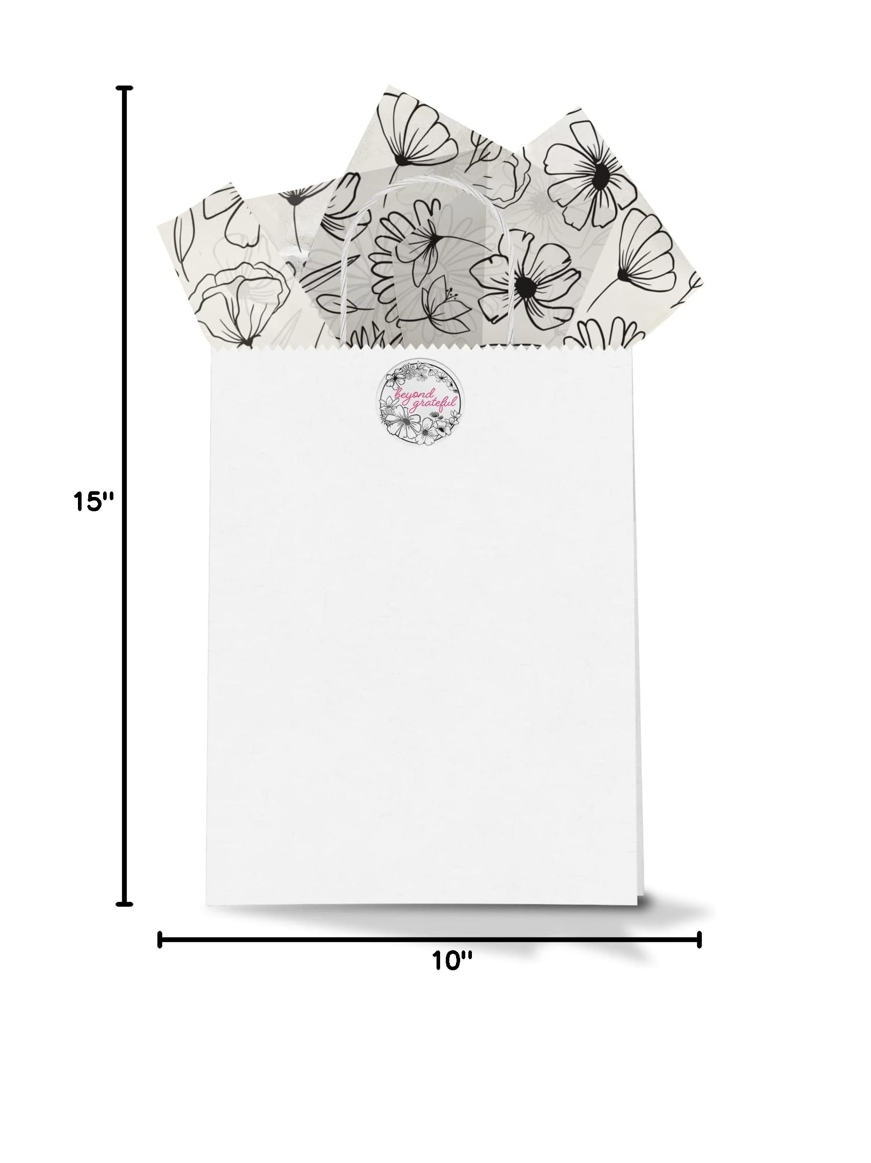 Premium Black & White Floral Printed Tissue Paper - 24 Sheets 20