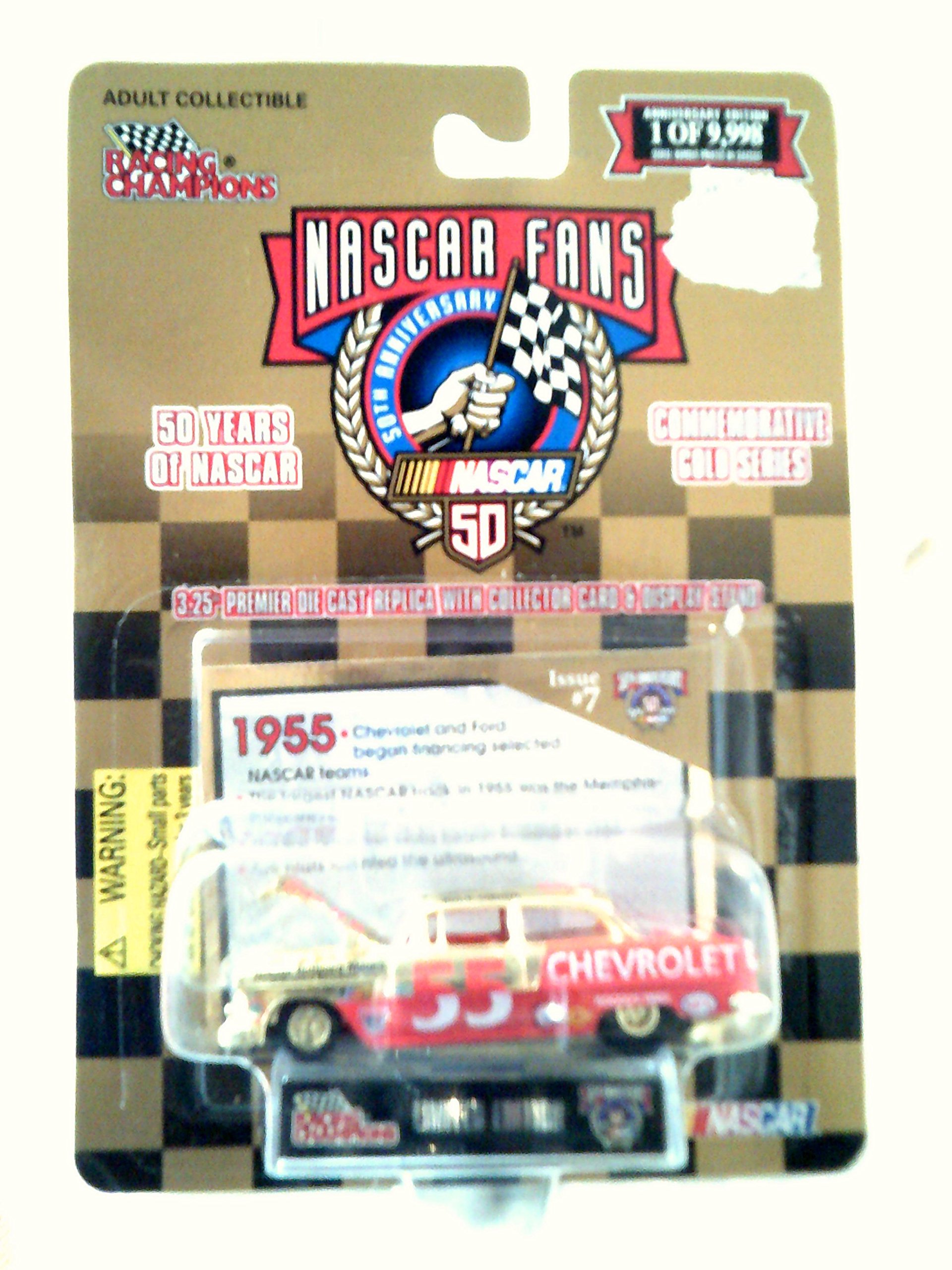 1955 Chevy NASCAR Gold Series #7 Buck Gibson 50th Anniversary Diecast Model Car - Collectible Racing Champions Memorabilia for Fans & Display