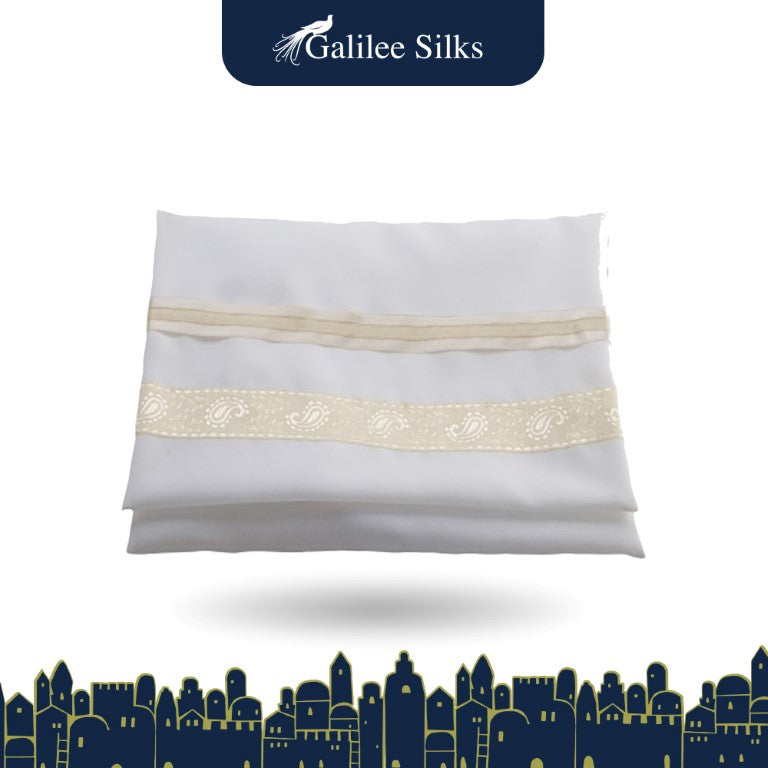 Elegant Cream Paisley Tallit Shawl for Women & Girls - Perfect for Bat Mitzvah, Synagogue Services & Jewish Ceremonies - Soft Prayer Shawl for Religious Occasions & Special Events