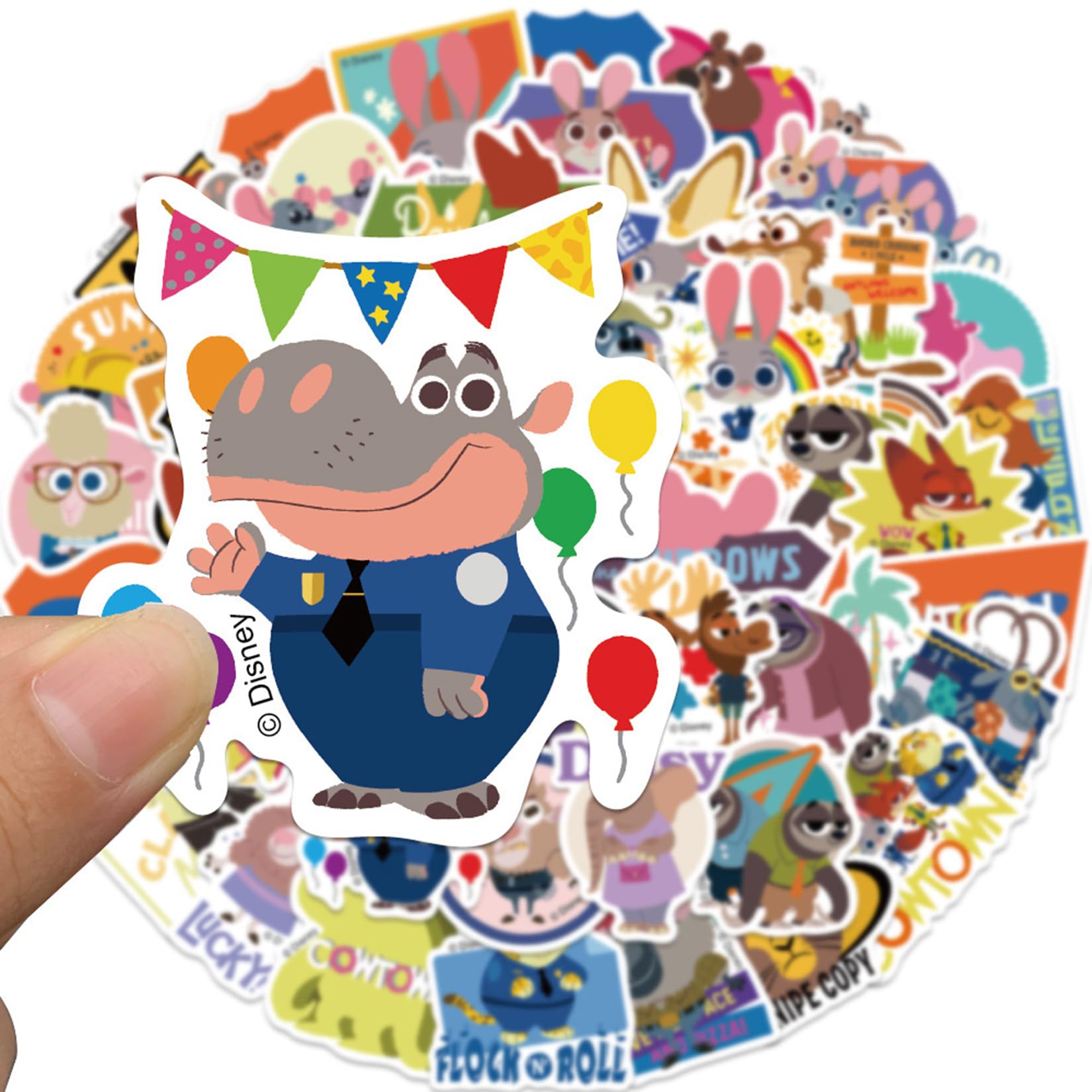 50Pcs Zootopia Judy Hopps & Nick Wilde Vinyl Waterproof Stickers - Cute Cartoon Decals for Water Bottles, Laptops, Phones, Cars, Motorcycles - Perfect for Kids Room, School Supplies & DIY Crafts