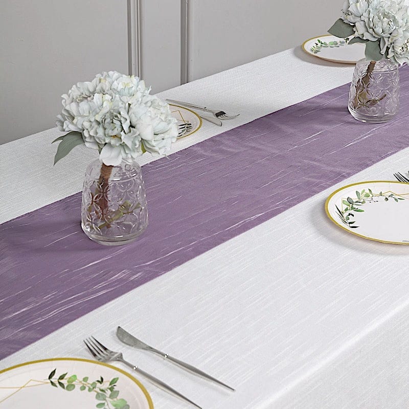 12-Pack 108-Inch Metallic Accordion Crinkled Taffeta Table Runner for Wedding, Party, Holiday & Home Decor - Elegant Dining Table Decorations