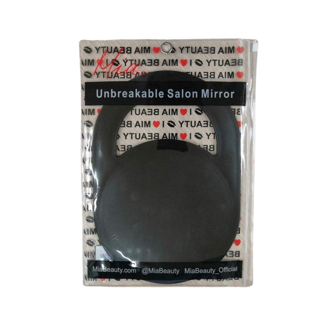 **Mia Beauty Unbreakable Salon Mirror - Large Handheld or Hanging Vanity Mirror for Women, Men & Teens - Perfect for Hair Stylists & Home Makeup (Black)**    **Usage:** Ideal for salon professionals, home makeup application, grooming, and travel.